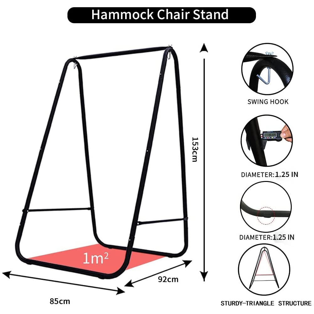 Heavy-Duty Hammock Chair with Stand - 450 Lbs Weight Capacity, Indoor/Outdoor Hanging Swing for Patio, Garden, Balcony & Backyard (Orange) - Perfect for Relaxation, Reading & Lounging