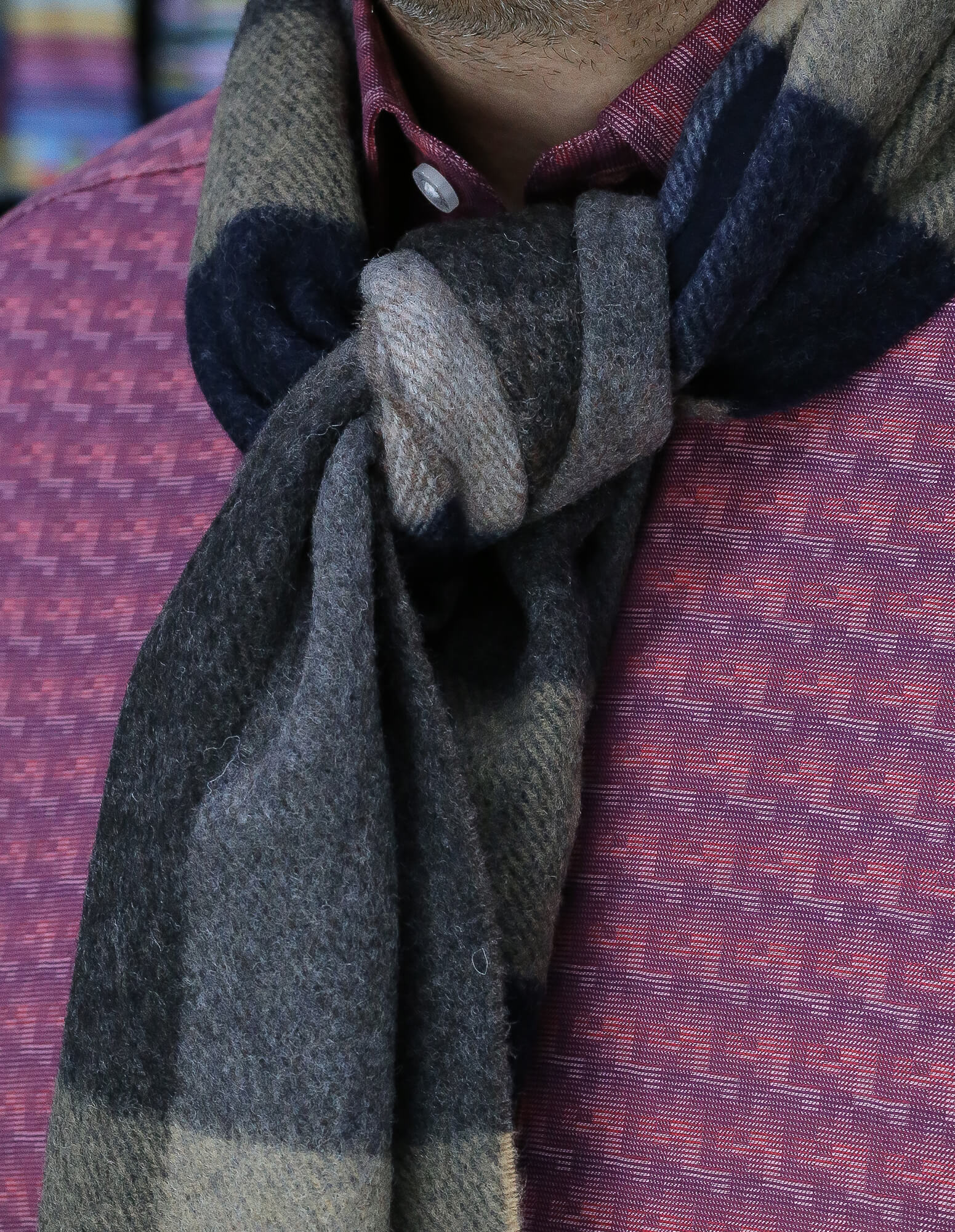 DÉCLIC Cervino Check Scarf - Warm Brown Plaid Wool Scarf for Men & Women - Perfect for Winter, Fall Fashion & Outdoor Activities