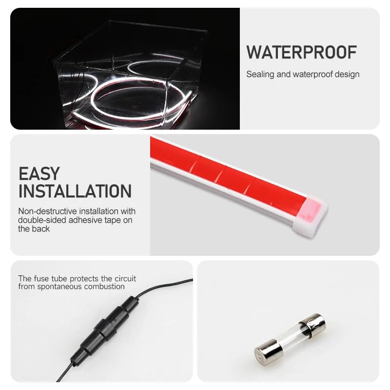 Waterproof Flexible LED Car Hood Daytime Running Light Strip - 12V Universal Auto Decorative Atmosphere Lamp (2m, White) for Enhanced Night Visibility & Vehicle Styling - Perfect for Cars, Trucks & SUVs
