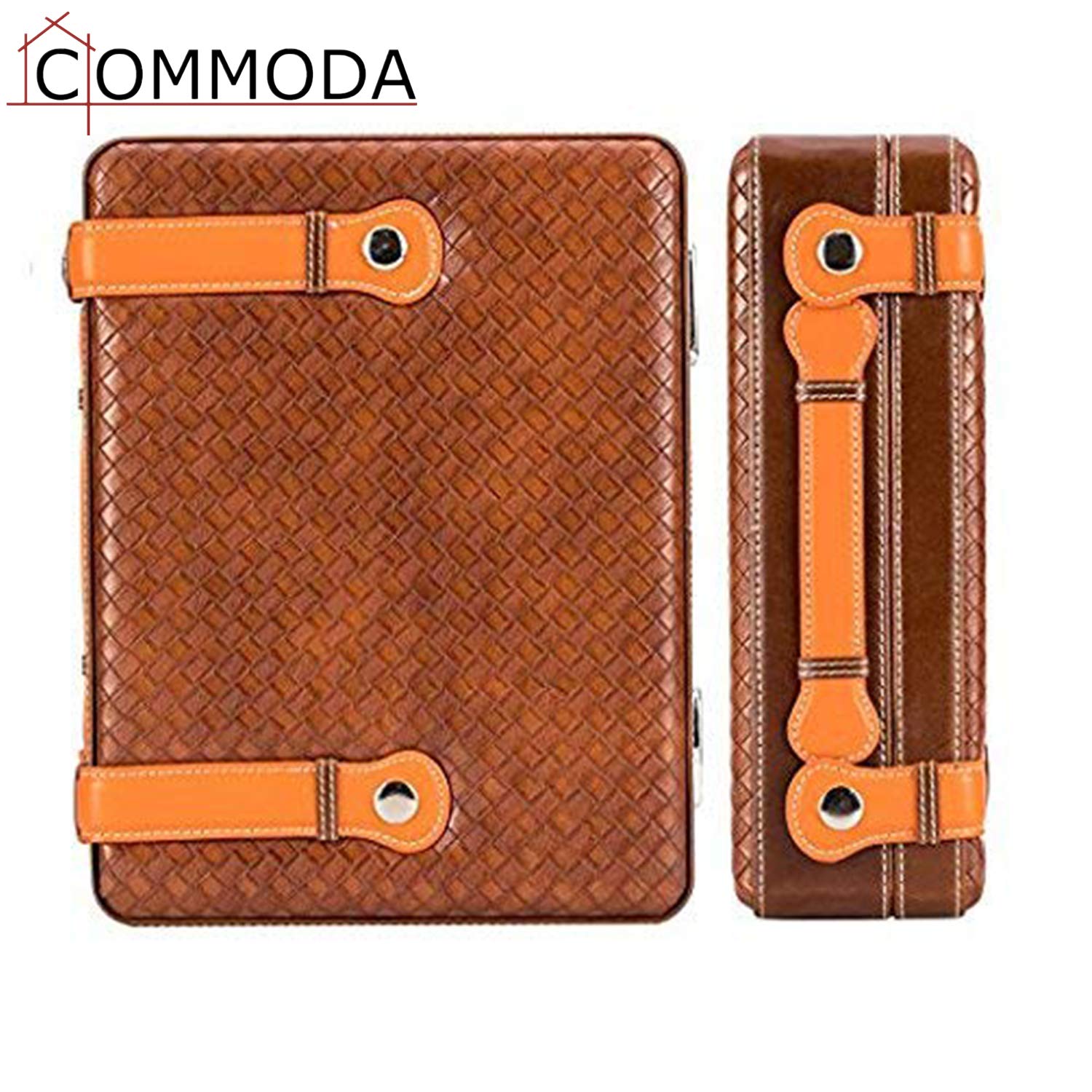Premium Portable Genuine Leather Cigar Travel Case with Cedar Humidor - Wooden Cigar Box Set Includes Cutter Stand & Free Digital Hygrometer Thermometer - Perfect for Outdoor Travel, Gifts & Cigar Storage