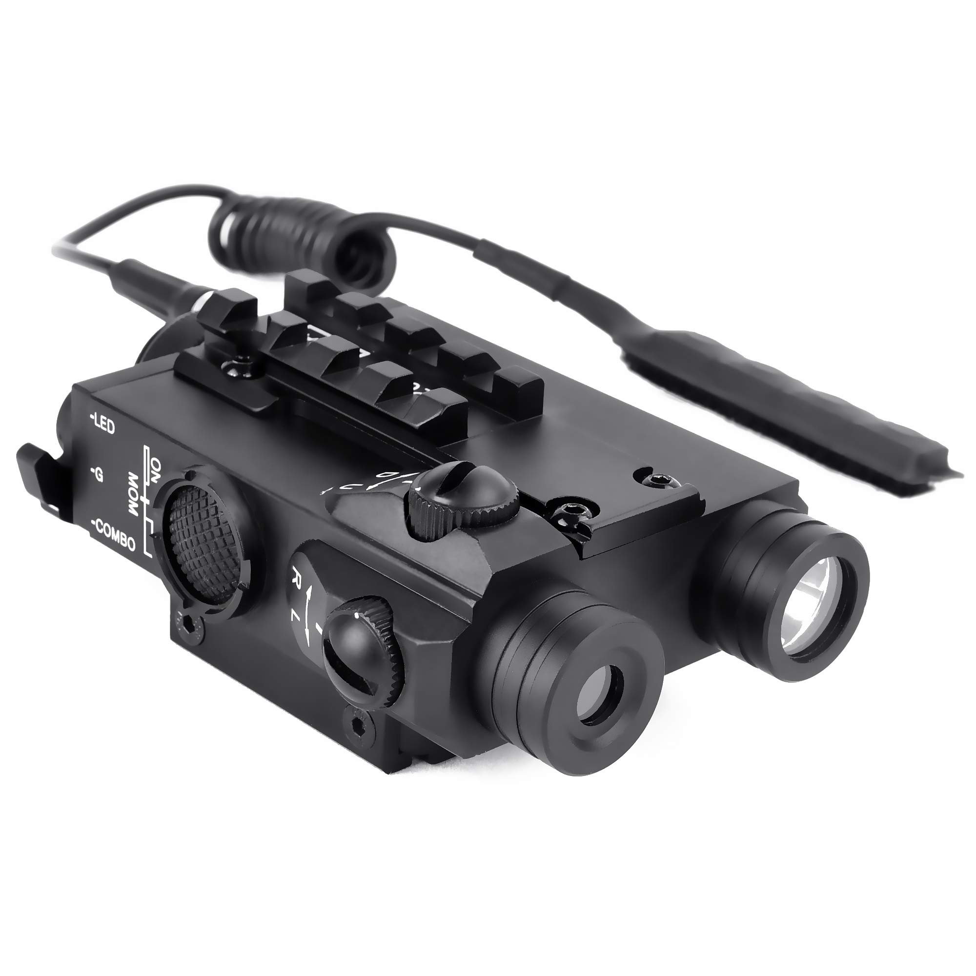 FL2000 Green Laser Sight & 200LM LED Flashlight Combo with Pressure Switch & Quick Release Mount - Tactical Light for Pistols, Rifles, Hunting & Outdoor Activities (Black)
