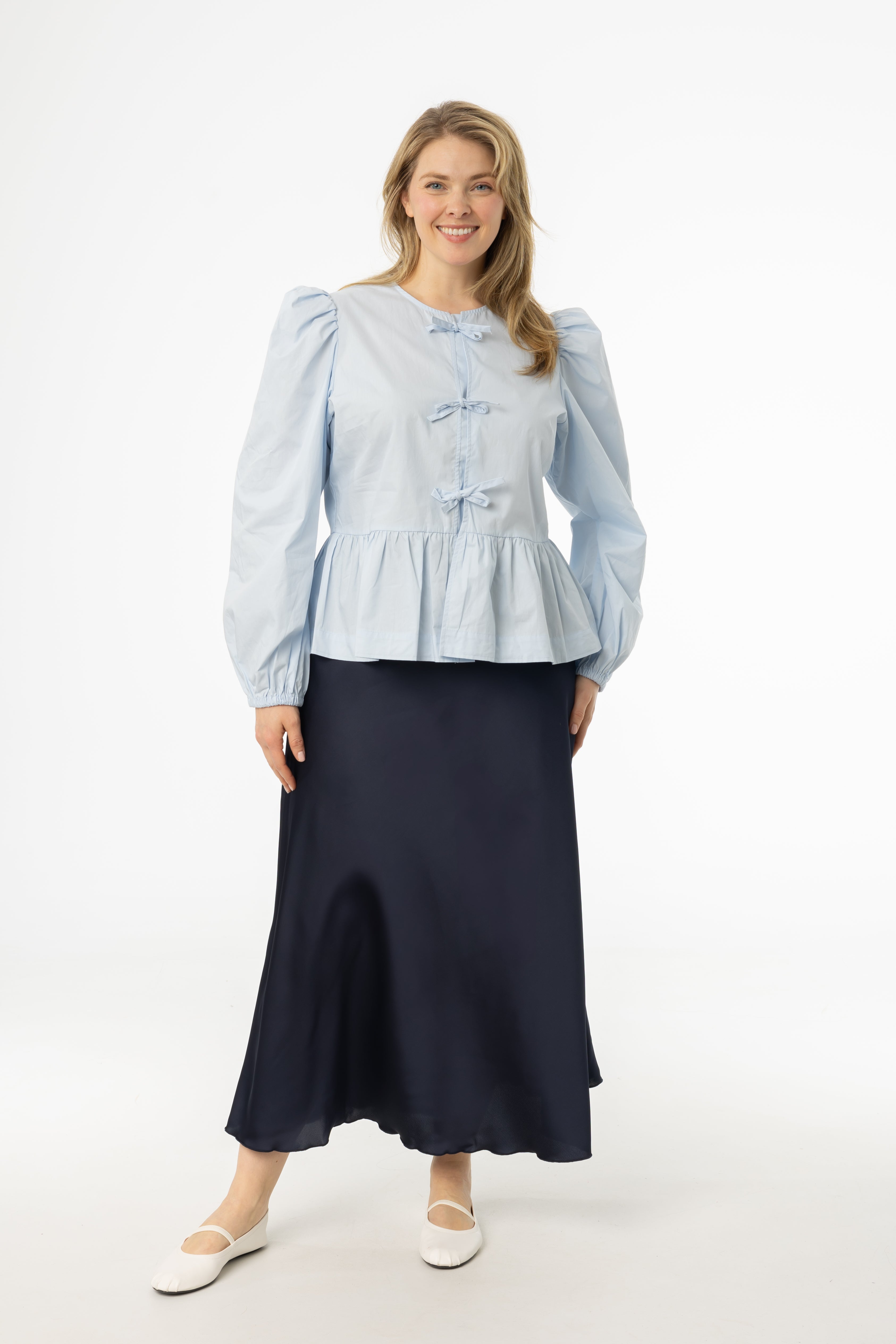 Elegant Navy Blue A-Line Satin Maxi Skirt for Women - Perfect for Weddings, Parties & Formal Occasions