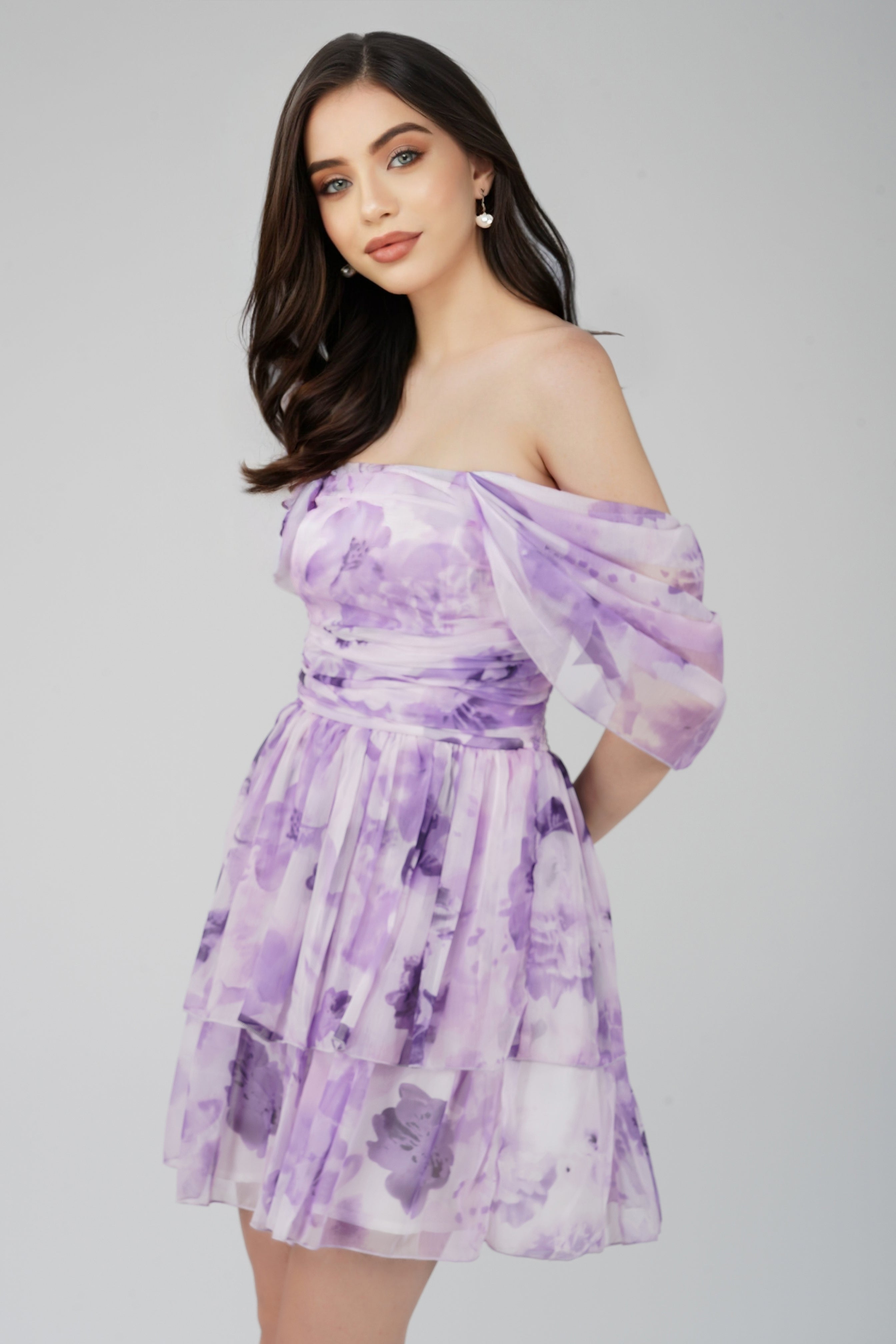 Lavender Sydney Chiffon Mini Dress - Elegant Summer Party Cocktail Dress for Women, Perfect for Weddings, Dates & Night Out
