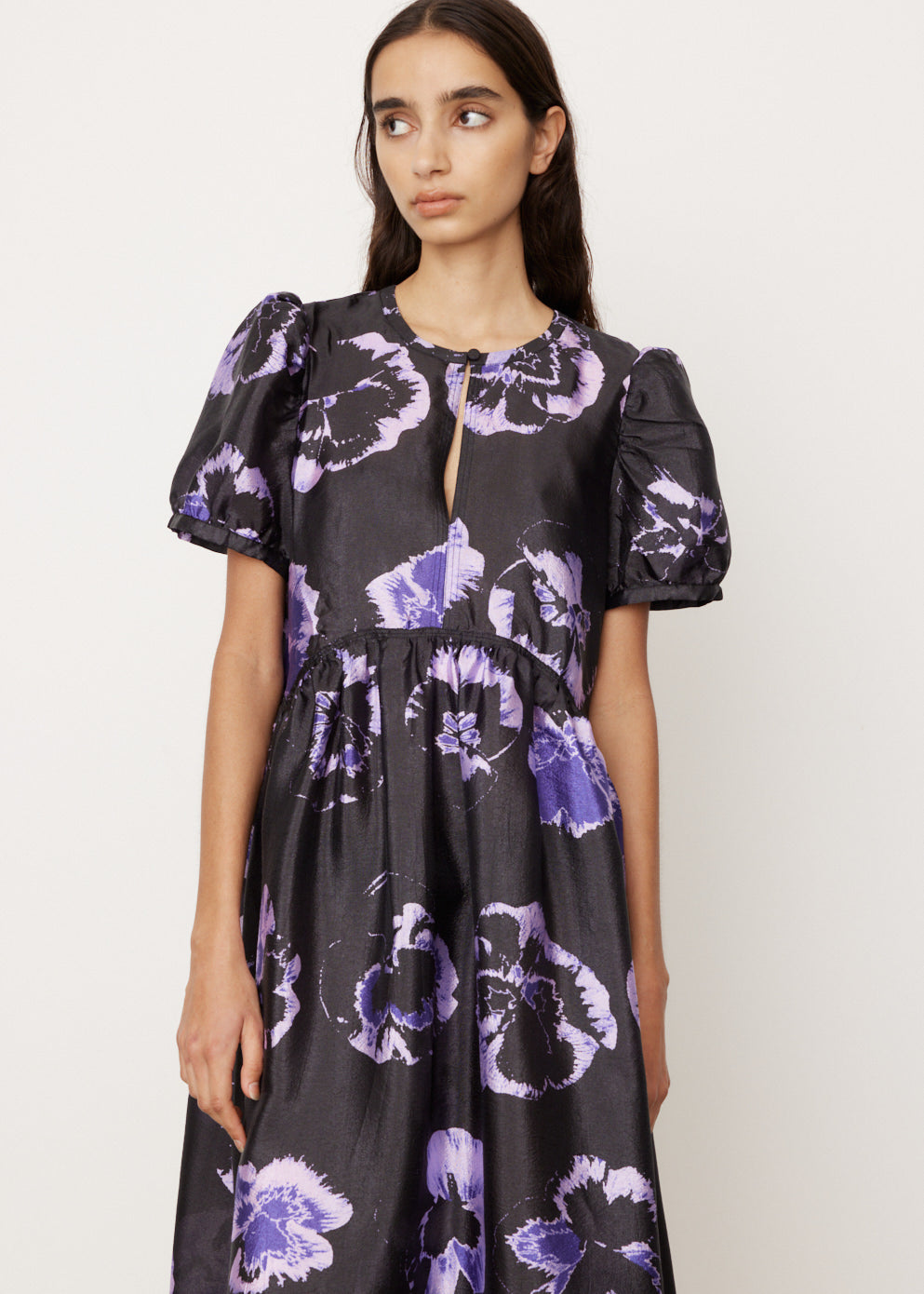 Artemis Women's Purple Pandy Dress - Elegant Floral Print Party Gown for Evening Events, Weddings & Special Occasions (Style C6199)