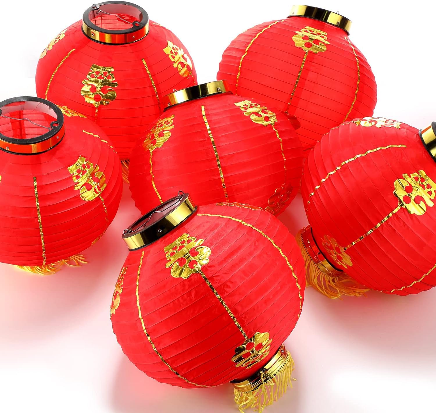 Chinese New Year Red Fabric Lanterns - 12
