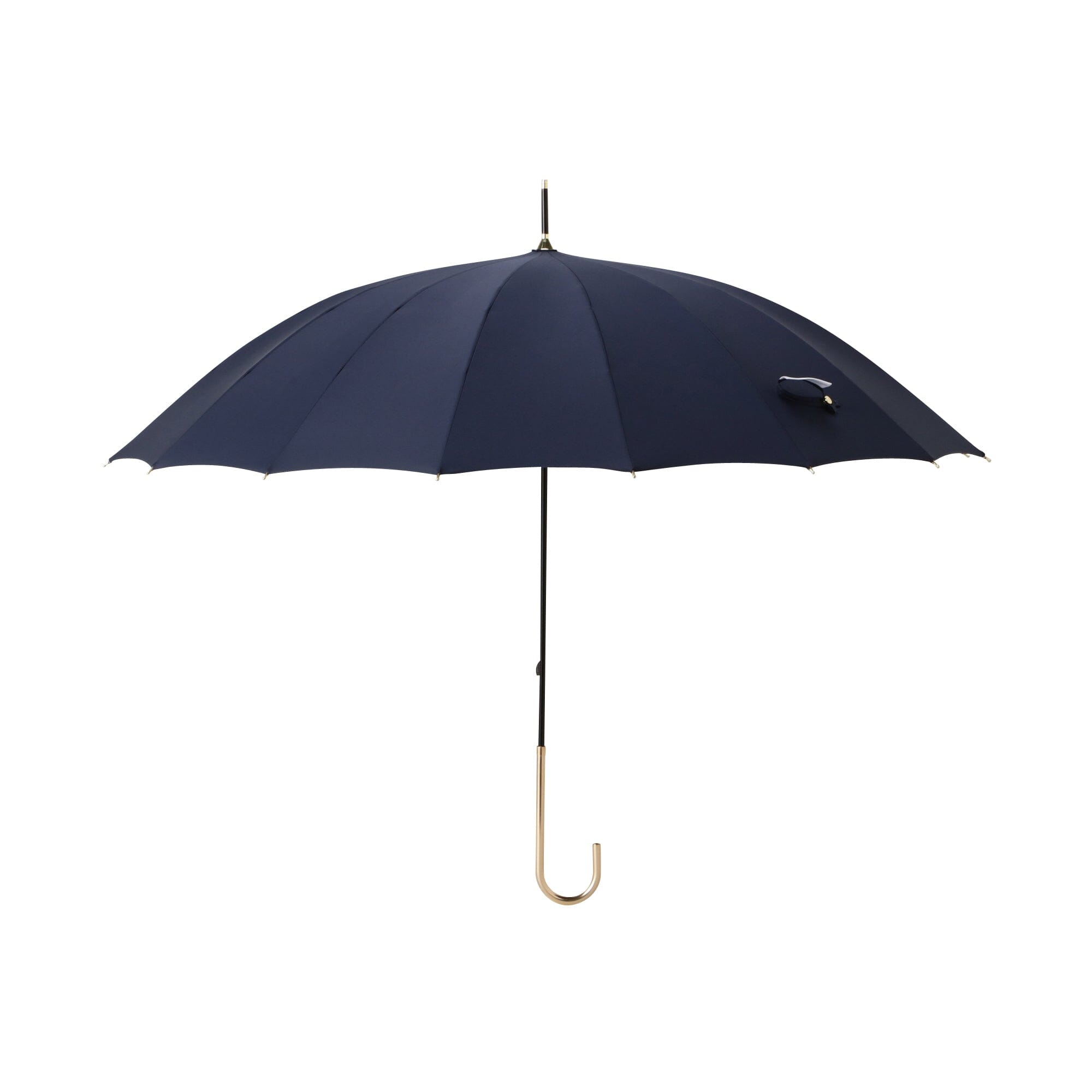 16-Rib Solid Long Umbrella in Navy Blue - Perfect for Rainy Days, Outdoor Events & Travel