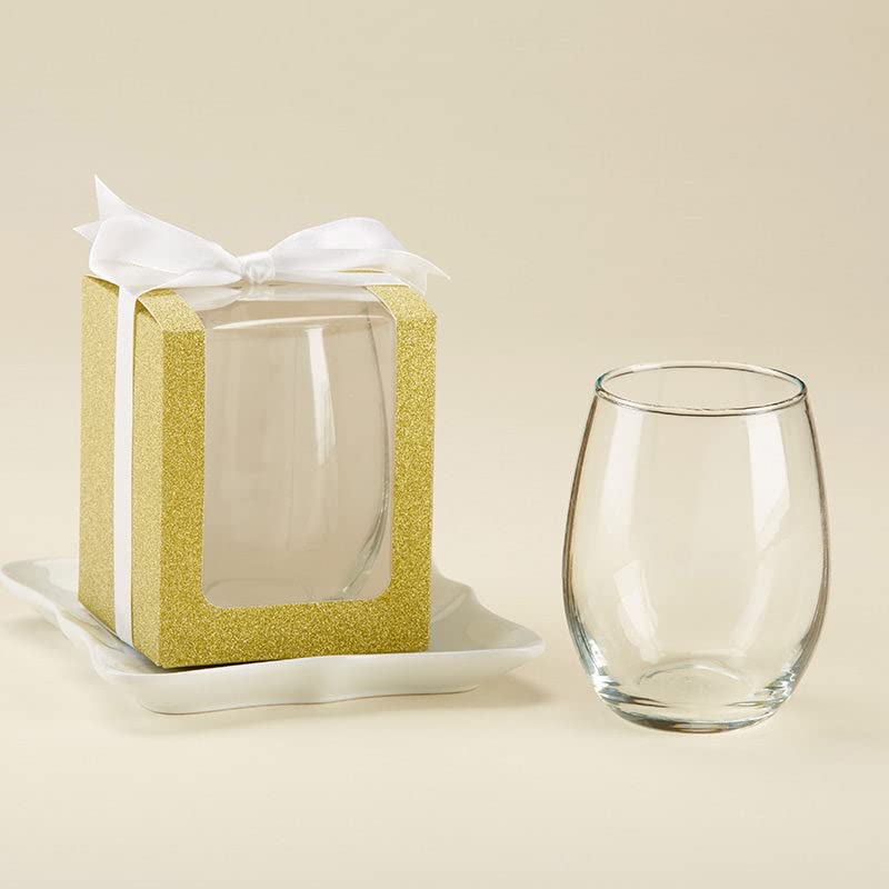 Personalized Stemless Wine Glass 9 oz - Custom Wedding & Bridal Shower Favors - Engraved Silver Wine Tumbler with Text - Bulk 204pcs Set - Perfect for Anniversary Gifts, Bachelorette Parties & Bridesmaid Gifts