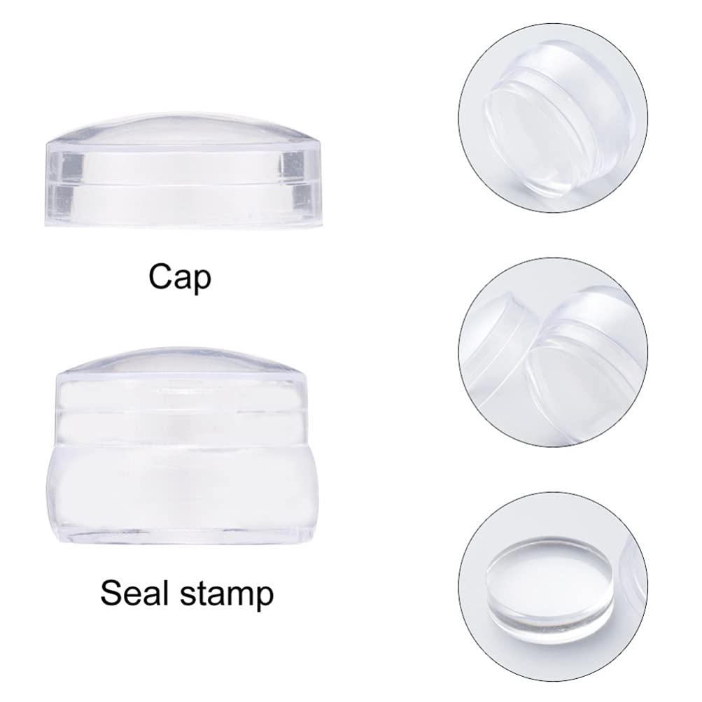 Lurrose Silicone Nail Art Stamper Set - Jelly Stamper for Nail Designs, Clear Nail Stampers with Cover - Perfect for DIY Manicures, Salon Nail Art & Professional Nail Stamping