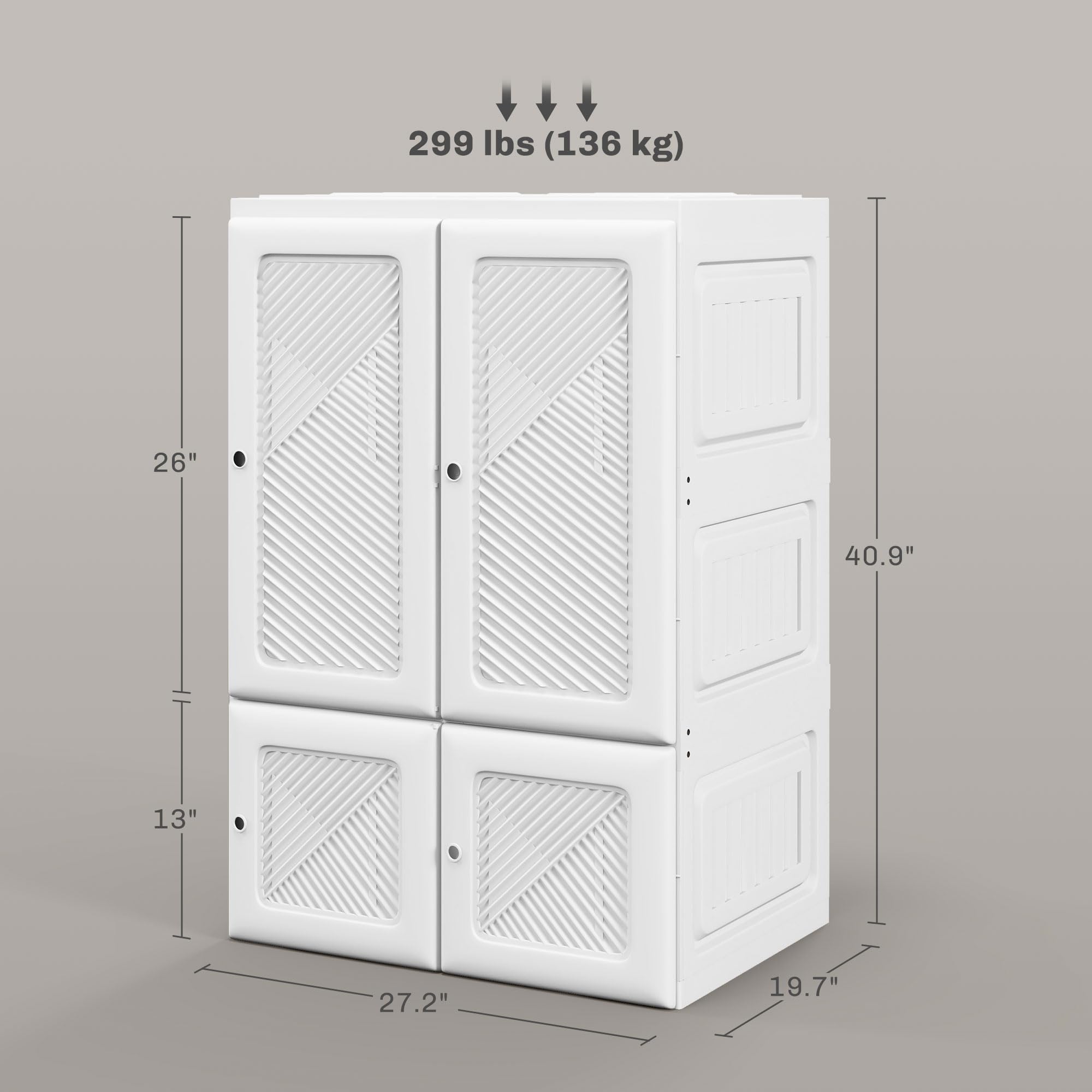 HOMCOM Portable Wardrobe Closet - Foldable Bedroom Armoire with 3 Cube Compartments & Hanging Rod | Magnetic Door Clothes Storage Organizer | Easy Assembly White Wardrobe for Small Spaces | Perfect for Apartments, Dorms, and RV Living