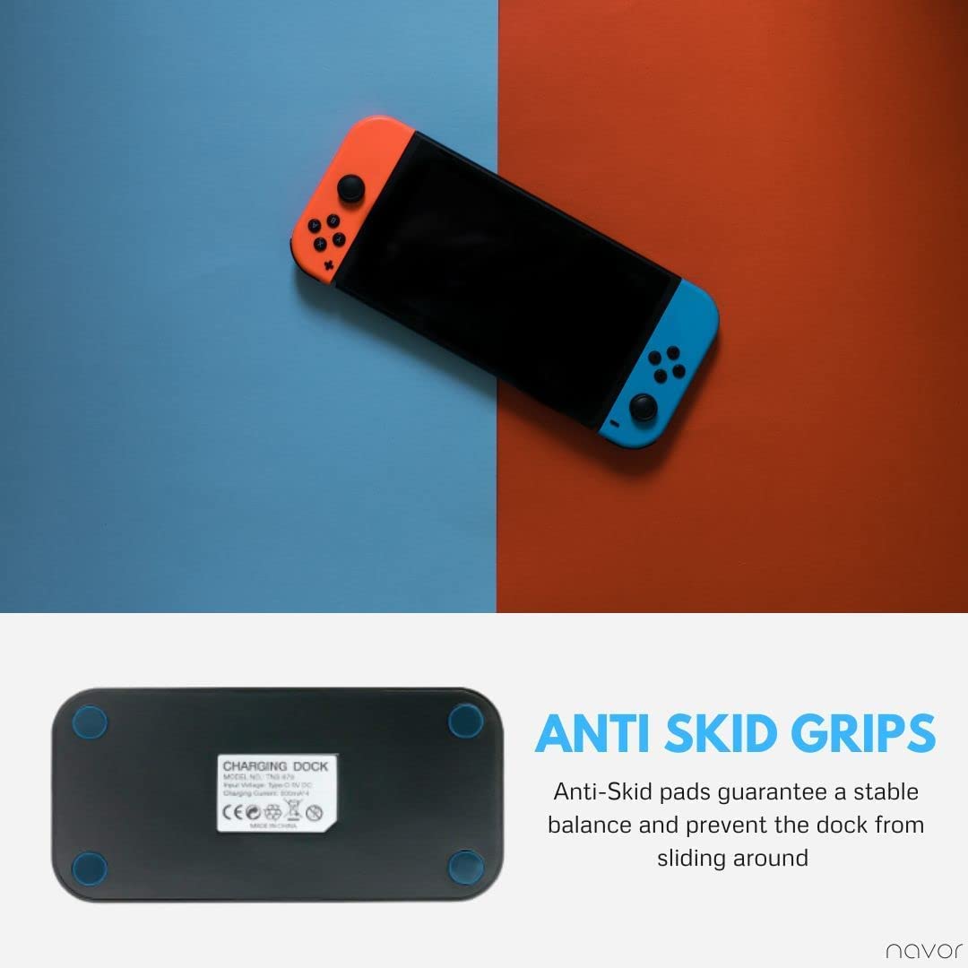 Navor Controller Dock Stand - Joy-Con & Pro Controller Charging Dock for Nintendo Switch - Fast USB-C Charging Station with LED Indicators - Perfect for Gaming, Multiplayer & Travel Accessories