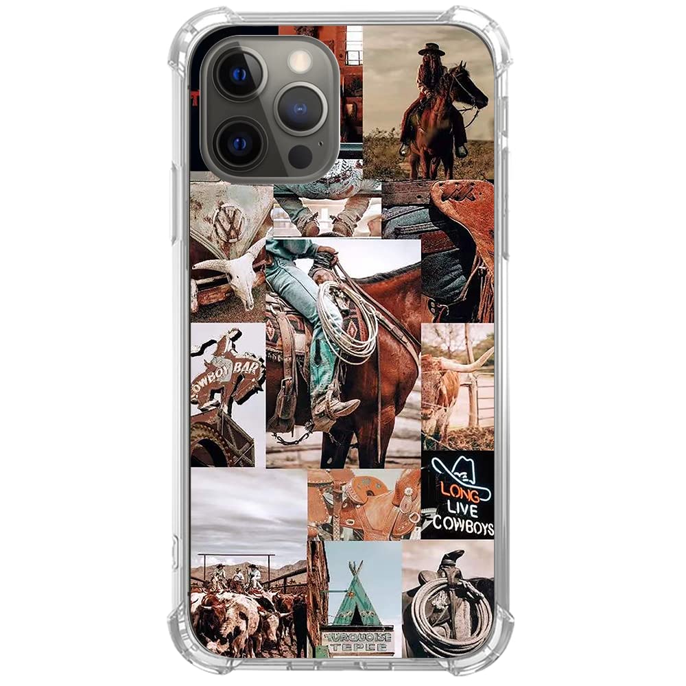 Western Cowboy Riding Horse Phone Case for iPhone 11 Pro Max - Wild West Scenery TPU Bumper Cover for Men & Women | Perfect for Rodeo Fans, Country Music Lovers & Western Style Enthusiasts