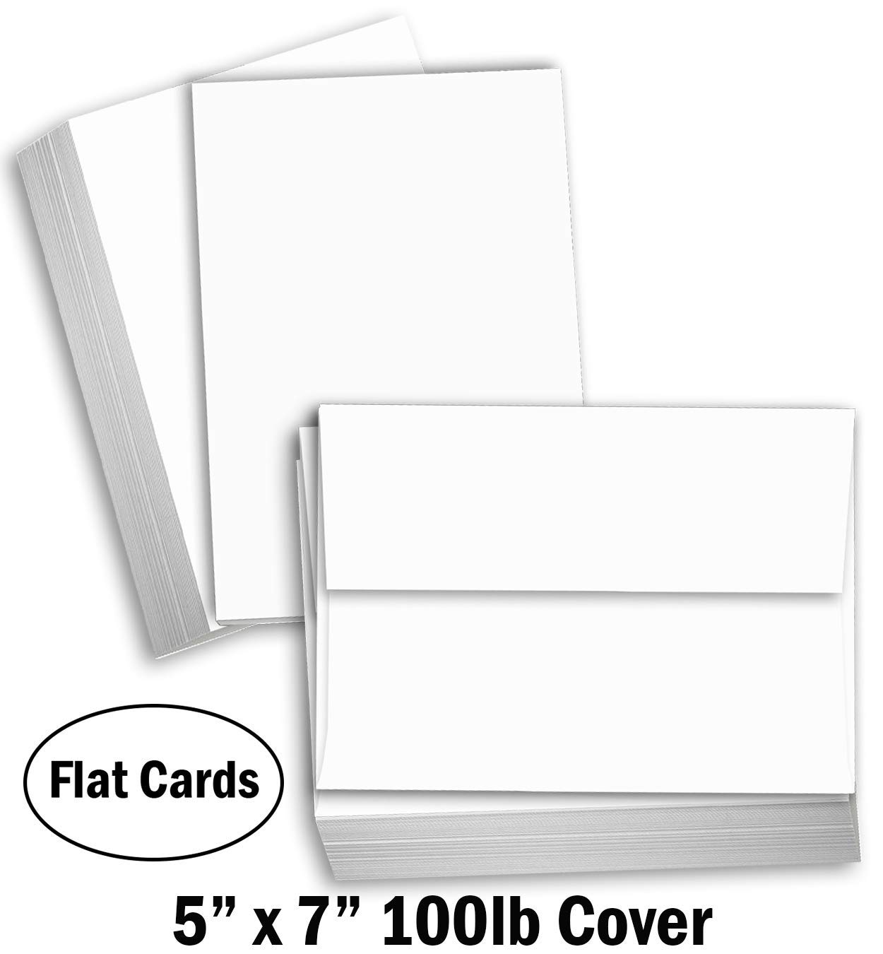 Premium 100-Pack White Cardstock Paper 5x7 Inches - 100 lb Thick Blank Index Cards, Flash Cards & Postcards with Envelopes - Heavyweight Printable Cardstock for Invitations, Greeting Cards, DIY Crafts & Office Use - Bright White Printer Paper for Professional Printing