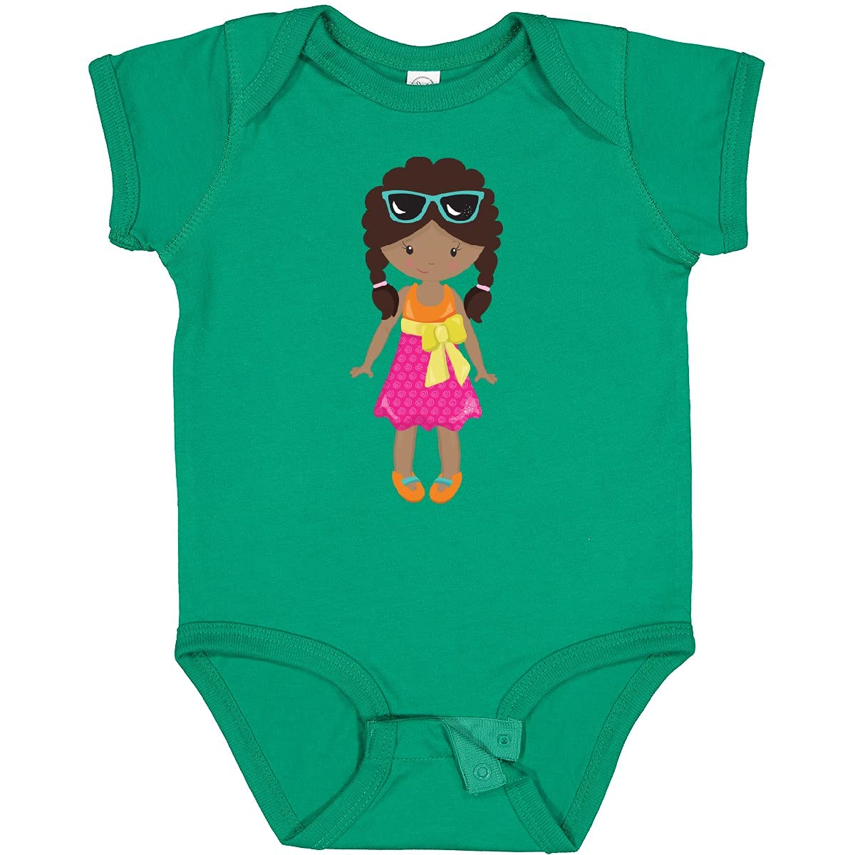 Inktastic African American Girl Fashion Baby Bodysuit with Pink Skirt - Cute Outfit for Infants, Toddler Girls, Birthday & Holiday Gifts
