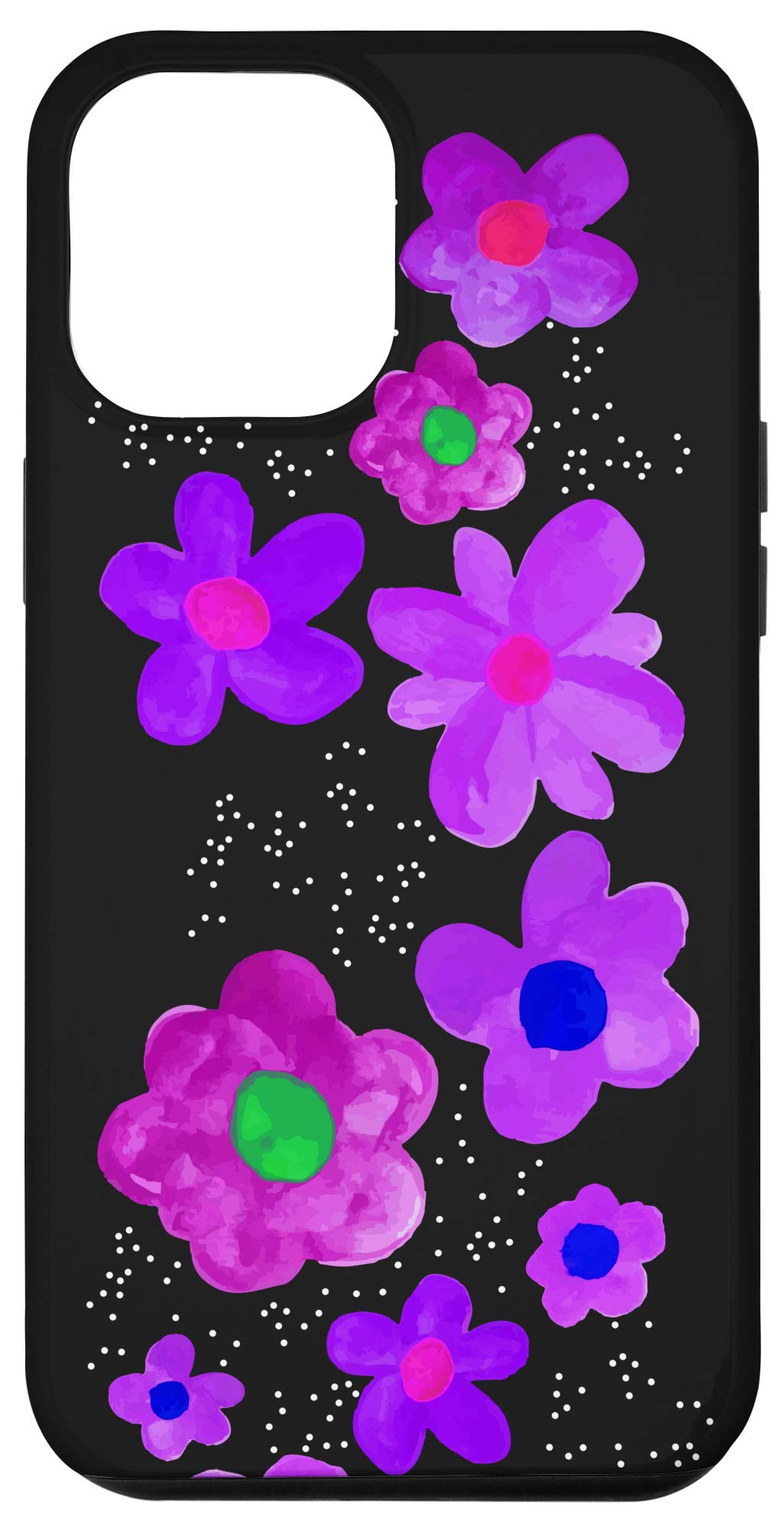 iPhone 12 Pro Max Case - Purple Floral Design with Tropical Flowers | Cute Wildflower Pattern | Perfect Gift for Her | Protective Phone Cover for Women | Ideal for Travel, Beach & Everyday Use
