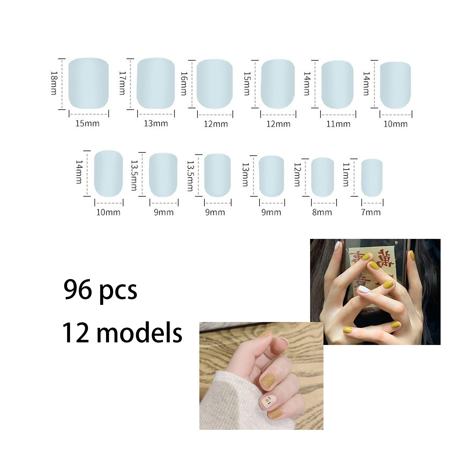 96 Pcs Short Square Press On Nails - 4 Pack Acrylic Fake Nails Kit with Glue & Nail File - Full Cover Artificial Nails for Women & Girls (Green) - Perfect for Parties, Weddings & Daily Wear