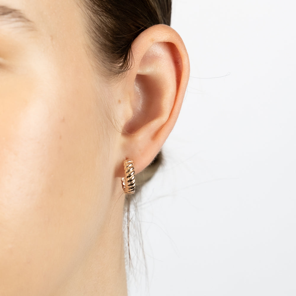 9ct Rose Gold 10.5mm Hoop Earrings for Women - Elegant Patterned Design - Perfect for Everyday Wear, Parties & Special Occasions
