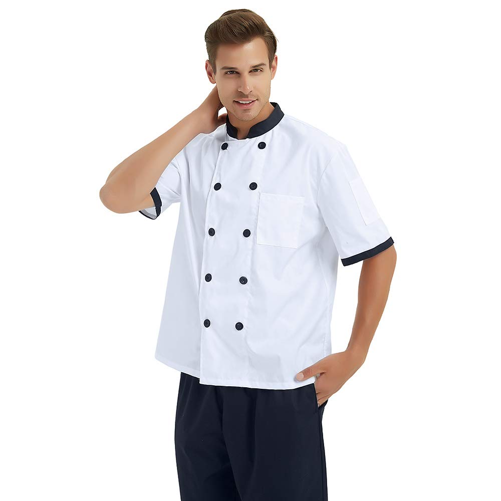 TOPTIE 3 Pack Custom Short Sleeve Chef Coats - Personalized Heat Transfer & Embroidered Chef Jackets for Professional Kitchens, Cooking Classes & Culinary Events (SET6-S)