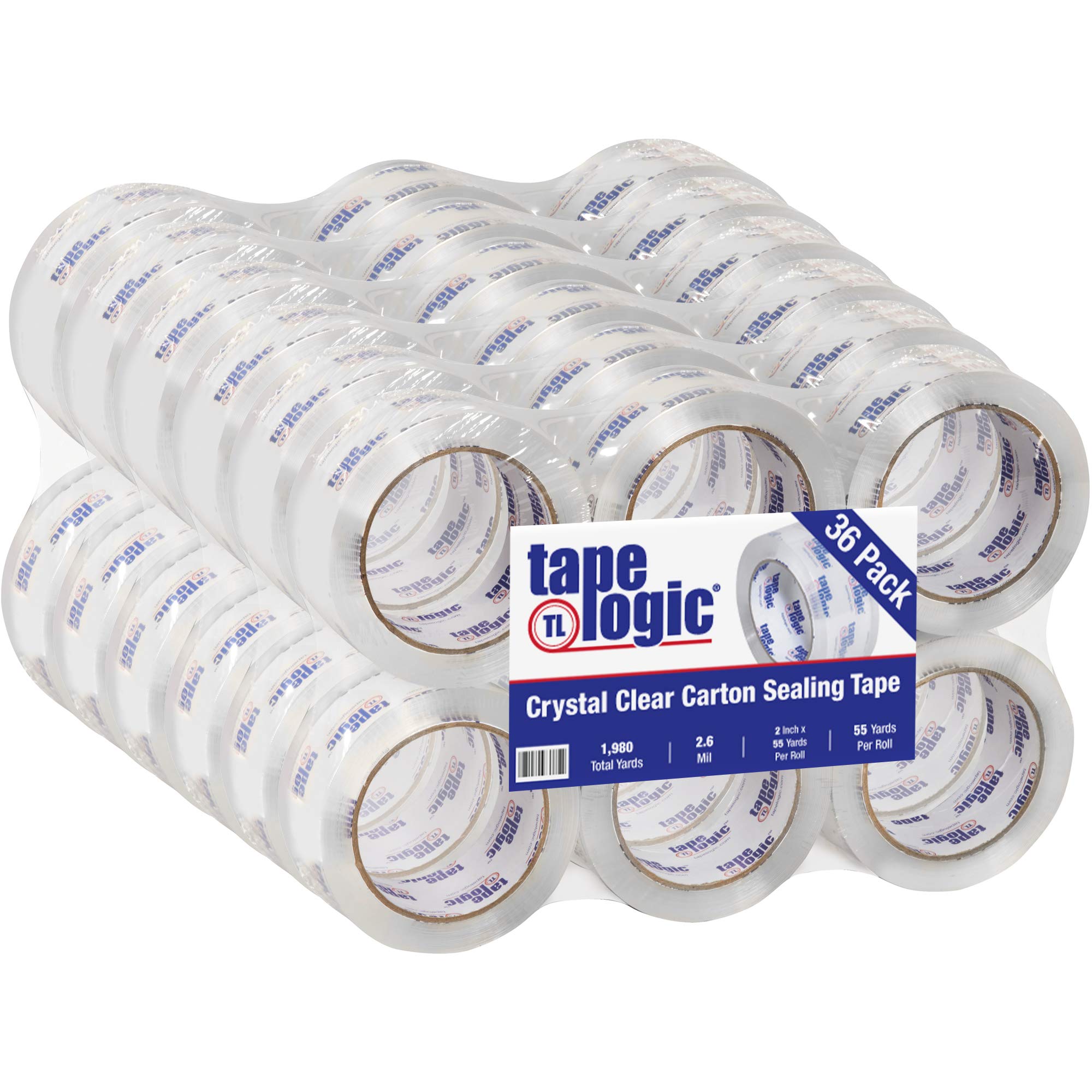 Aviditi Tape Logic 2 Inch x 55 Yard 2.6 Mil Clear Heavy Duty Packing Tape - 36 Rolls - Crystal Clear Shipping Tape for Moving, Packing Boxes, Office & Home Use - Secure Sealing for Packages & Deliveries
