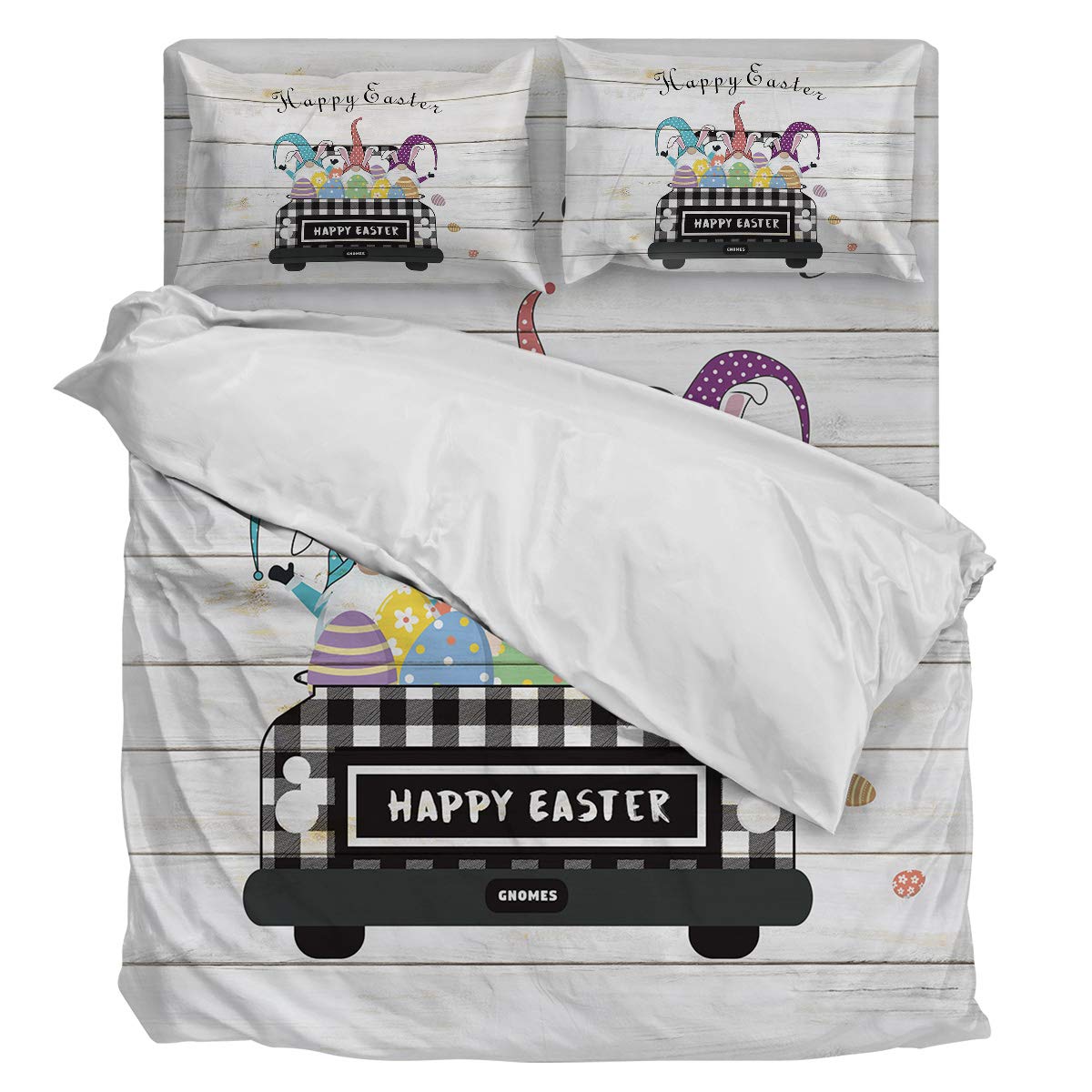 Buffalo Check Plaid 4-Piece Twin Duvet Cover Set - Soft Luxury Bedding with 1 Duvet Cover, 1 Fitted Sheet & 2 Pillowcases - Sunflower & Truck Design for Cozy Farmhouse Bedroom Decor