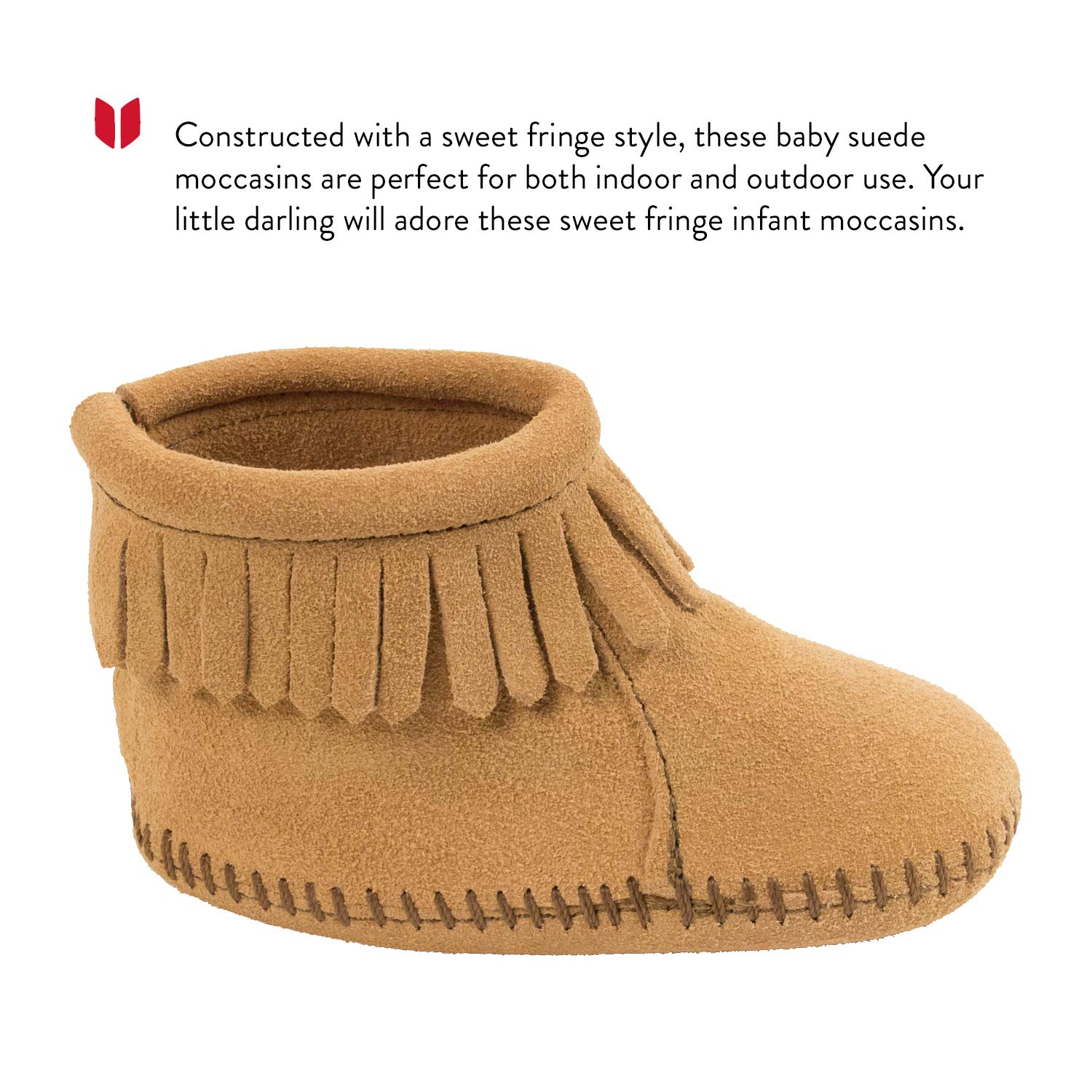Minnetonka Velcro Back Flap Bootie for Toddlers - Soft Leather Moccasins for Boys & Girls - Perfect for Indoor Play, Outdoor Walks & Casual Wear