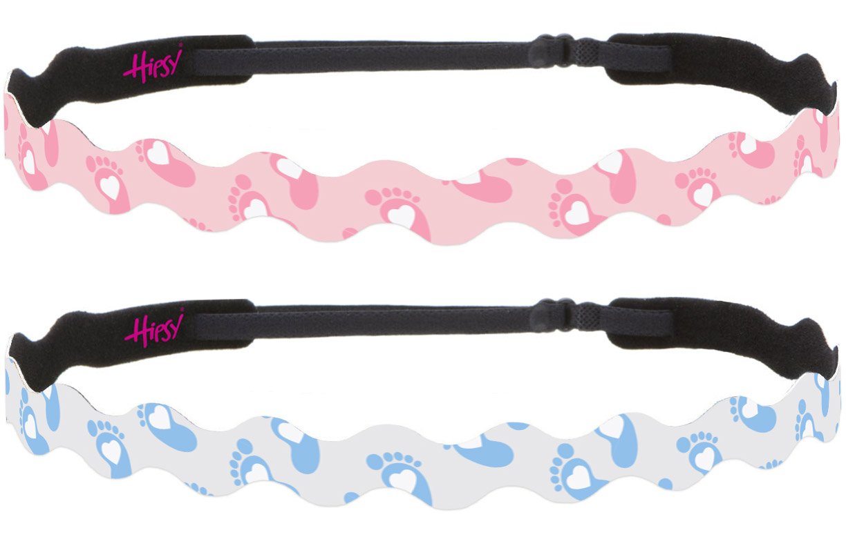 Hipsy Adjustable No-Slip Baby Gender Reveal Headbands for Women - Wave Girl Pink & Boy Blue - Perfect for Gender Reveal Parties, Baby Showers, and Maternity Photoshoots