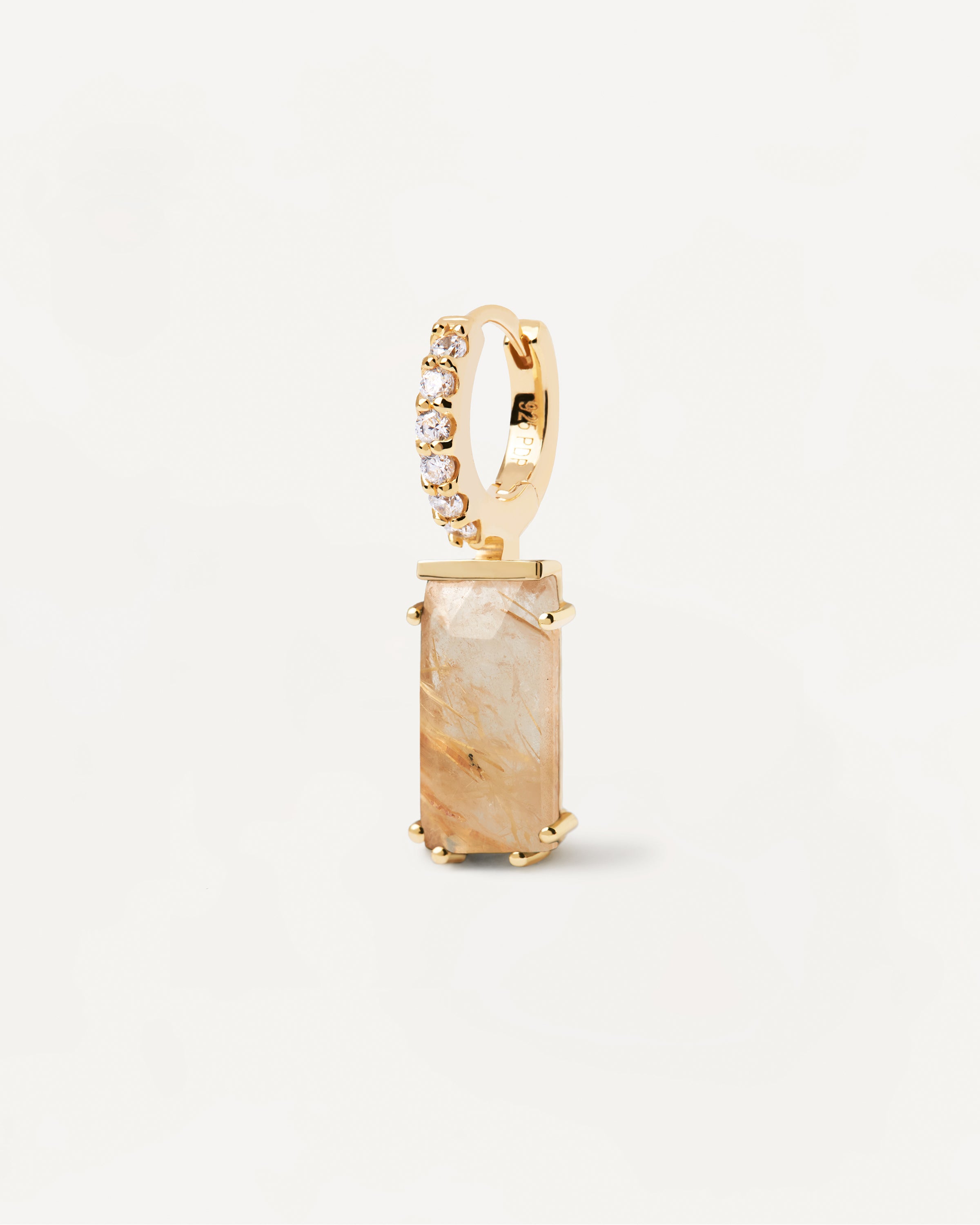 Kaori Rutilated Quartz Single Earring - Elegant Handmade Jewelry for Women | Perfect for Weddings, Parties & Special Occasions