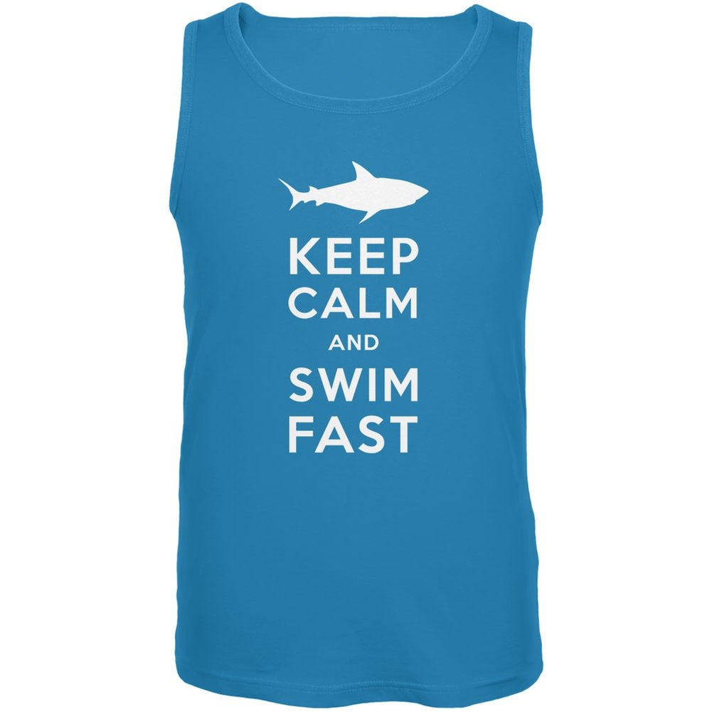 Shark Keep Calm and Swim Fast Turquoise Women's Tank Top - Comfortable Casual Summer Beachwear for Swimming, Surfing & Outdoor Activities