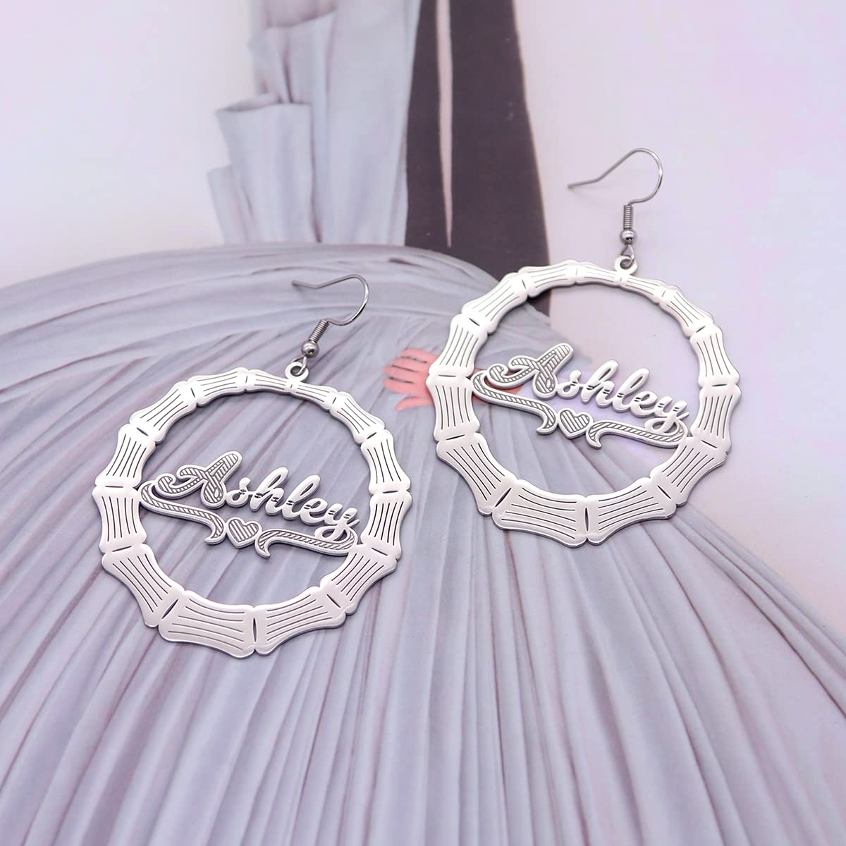 Custom Name Earrings for Women - Personalized Gothic Monogram Hoop Earrings with Any Name | Unique Jewelry Gift for Her, Birthday, Anniversary, Party & Everyday Wear