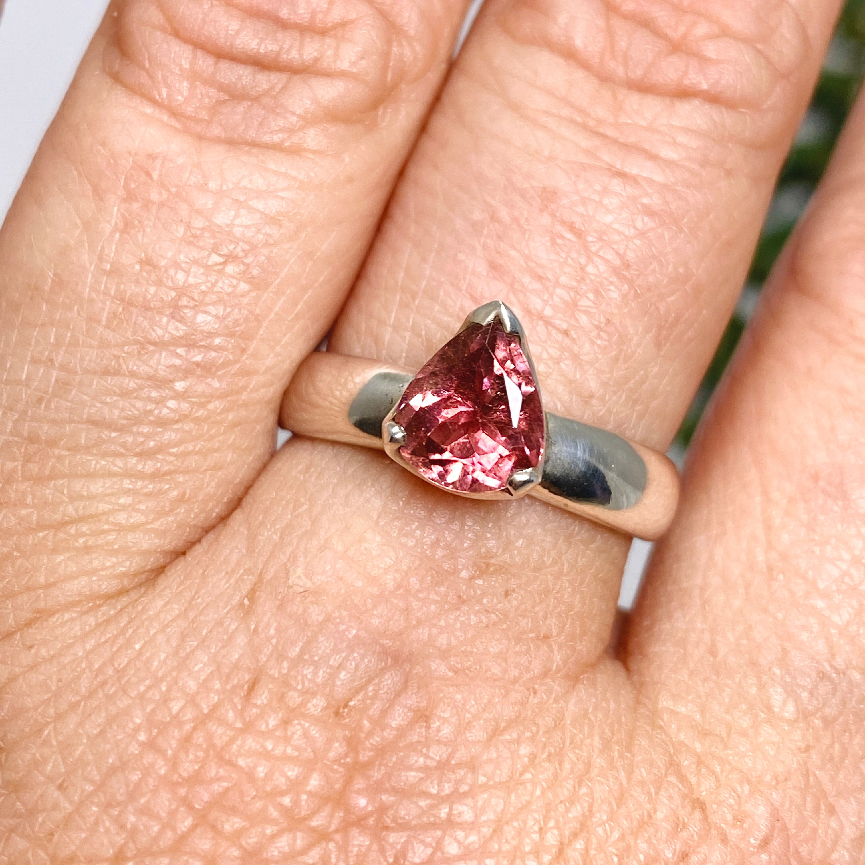 Pink Tourmaline Teardrop Faceted Ring - Size 8 - PRGJ539 - Elegant Jewelry for Women, Perfect for Weddings, Parties & Special Occasions