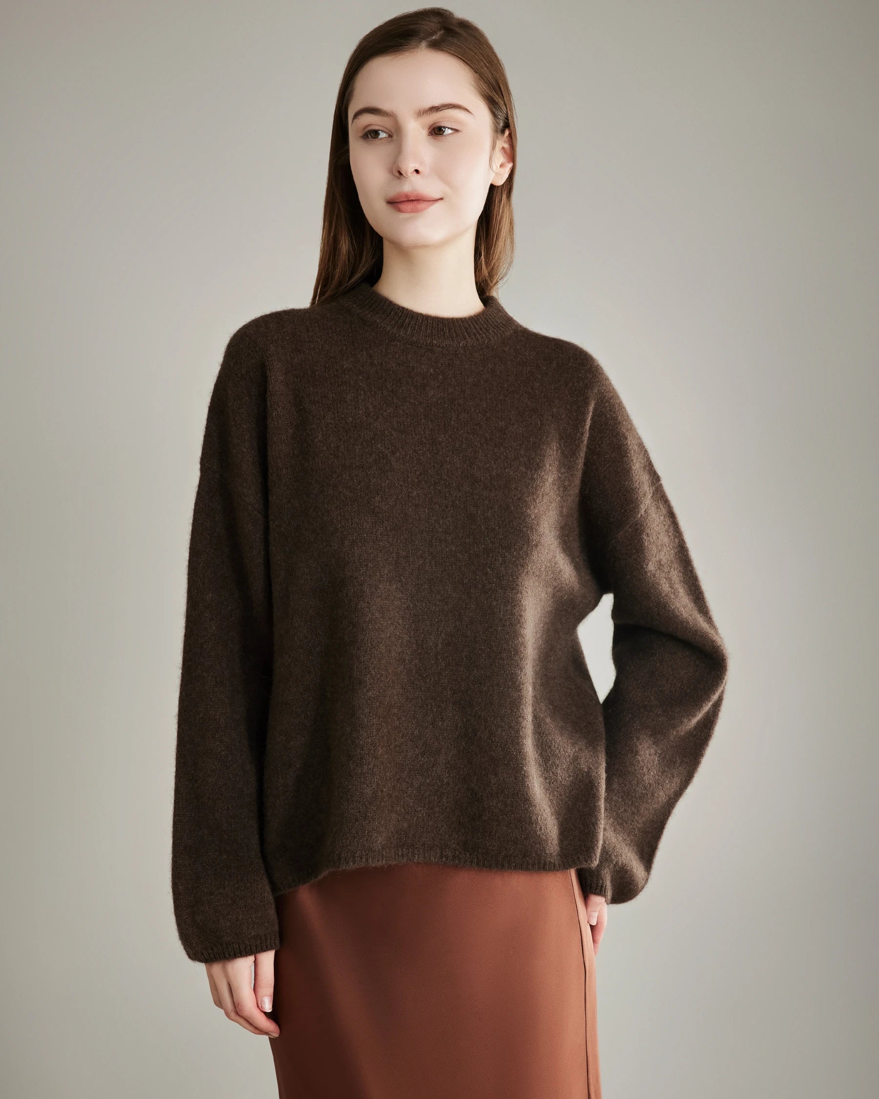 Luxury Oversized Crew Neck Cashmere Sweater for Women - Soft & Warm Winter Pullover - Perfect for Casual Outfits, Office Wear & Cozy Evenings