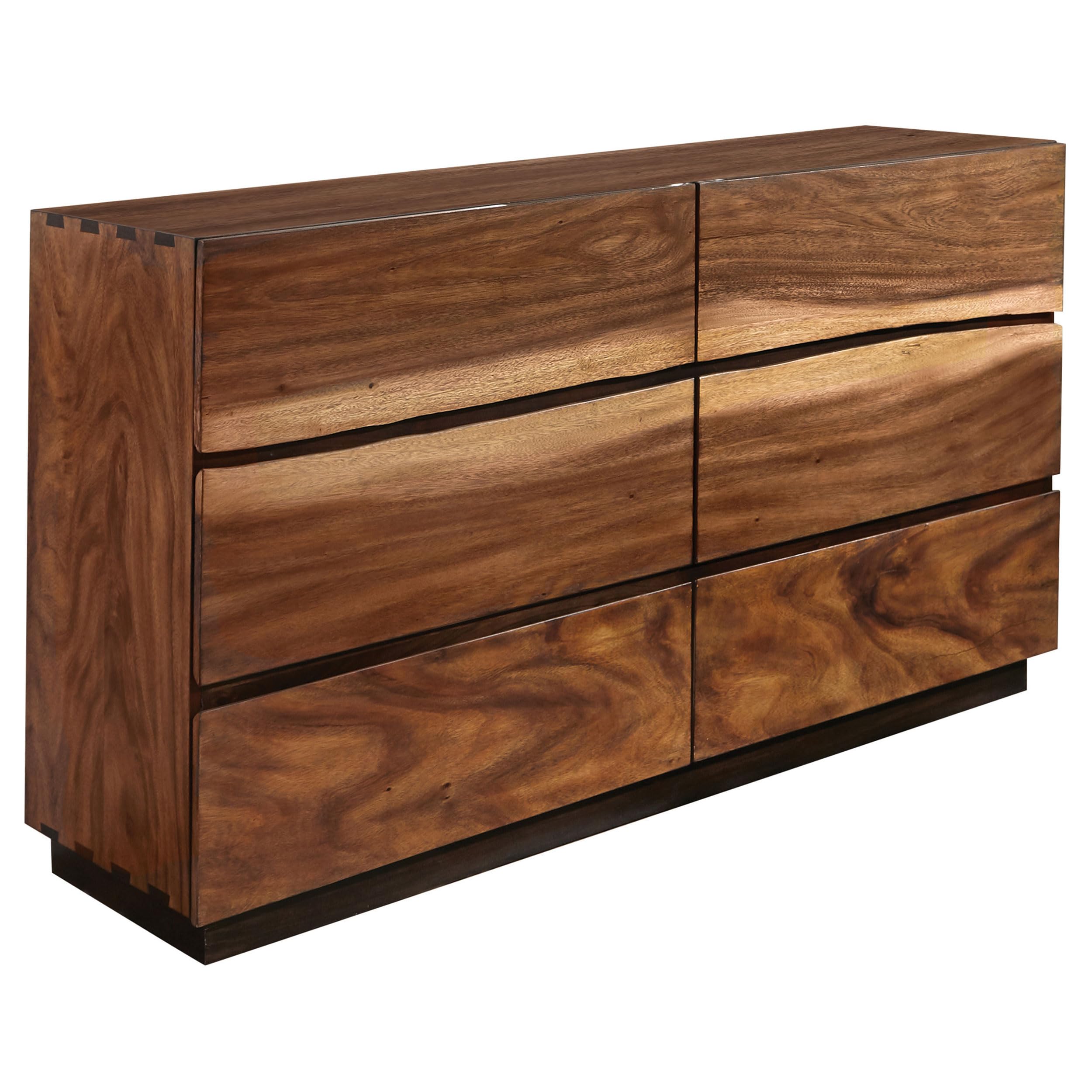 Coaster Home Furnishings Winslow Farmhouse 64-inch 6-Drawer Dresser - Solid Wood Bedroom Storage Cabinet, Wide Chest of Drawers Organizer in Smokey Walnut Finish (Model 223253) - Perfect for Farmhouse, Cottage & Rustic Style Bedrooms