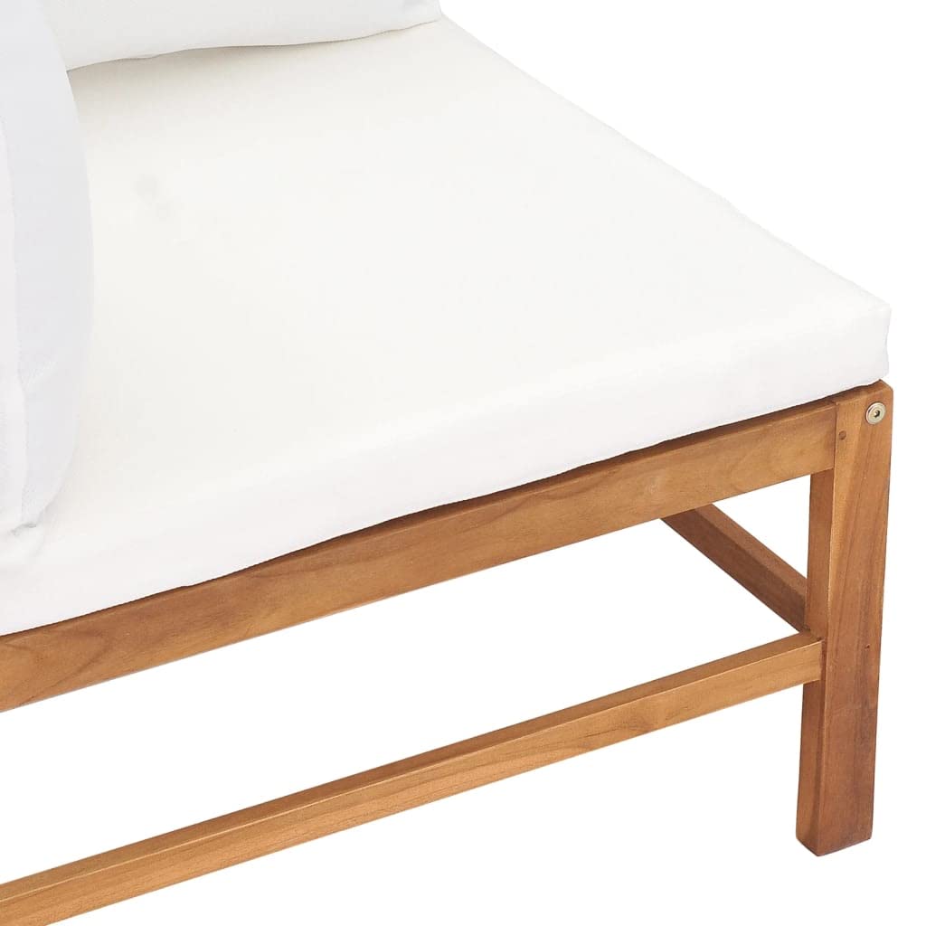 Premium 2-Seater Teak Patio Bench with Cream Cushions - Weather-Resistant Outdoor Furniture for Garden, Terrace, Balcony - Comfortable & Easy to Clean - Perfect for Relaxing, Entertaining, or Sunbathing