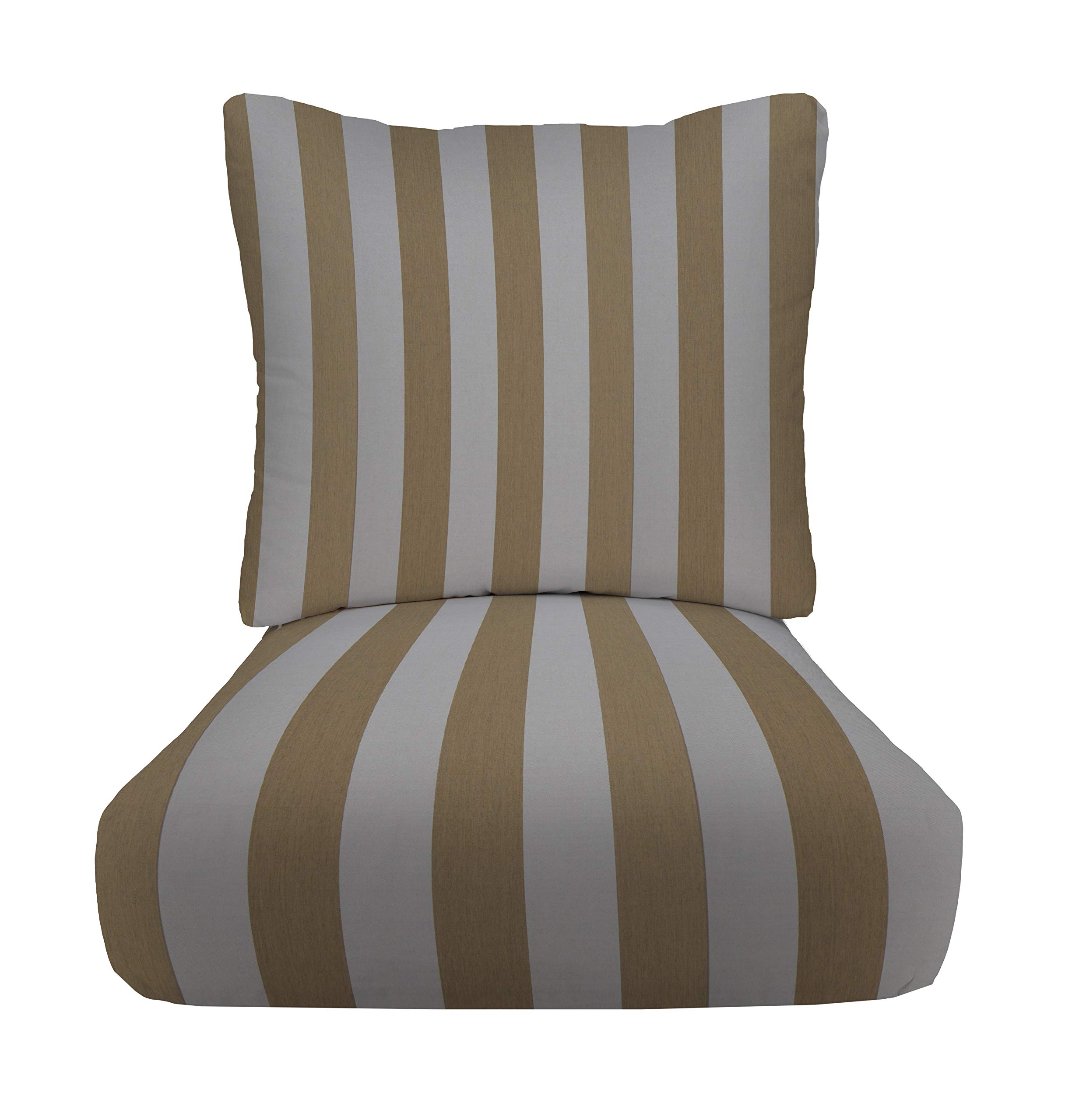 RSH DECOR: Sunbrella Deep Seating Cushion Set with Pillow Back - 24” x 27” Waterproof & Fade-Resistant Outdoor Chair Cushions for Patio Furniture in Maxim Heather Beige - Perfect for Garden, Poolside & Backyard Relaxation
