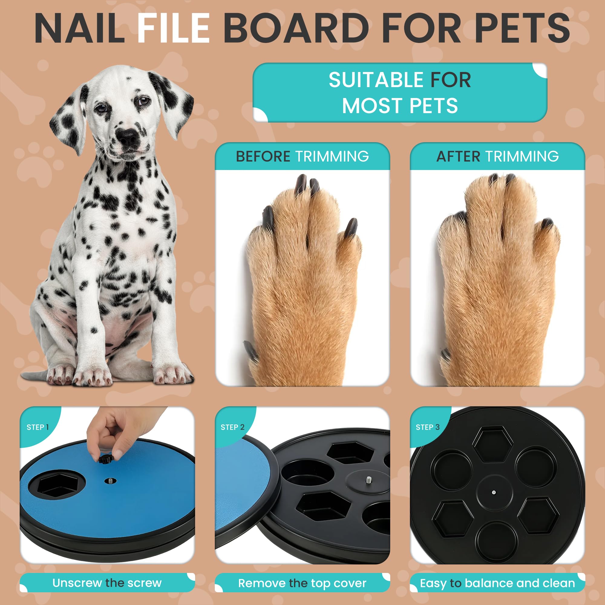 Dog Nail Scratch Board with Treats - Self Grooming Scratch Pad for Dog Nails Trimming & Filing - Perfect for Small to Medium Dogs at Home or Travel Use