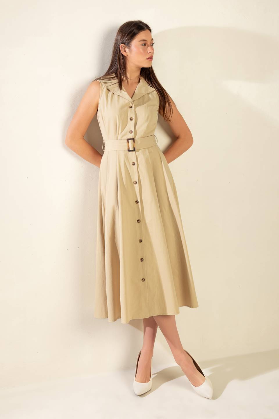 IDEAL APPROACH WOVEN MIDI DRESS - Women's Flowy Summer Dress for Casual Wear, Beach Outings & Date Nights