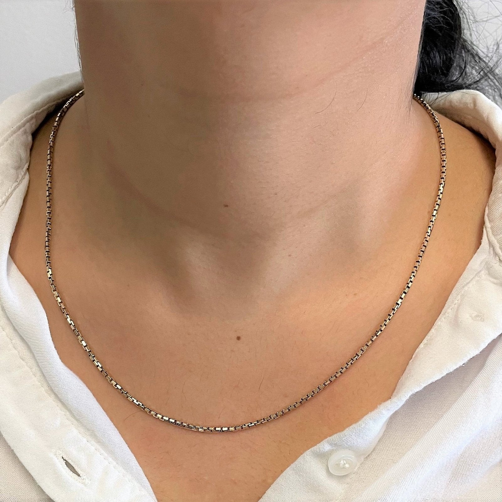 10K Yellow Gold Box Chain Necklace for Women - 18 Inch Solid Gold Box Link Chain - Perfect for Layering, Gifts & Everyday Wear