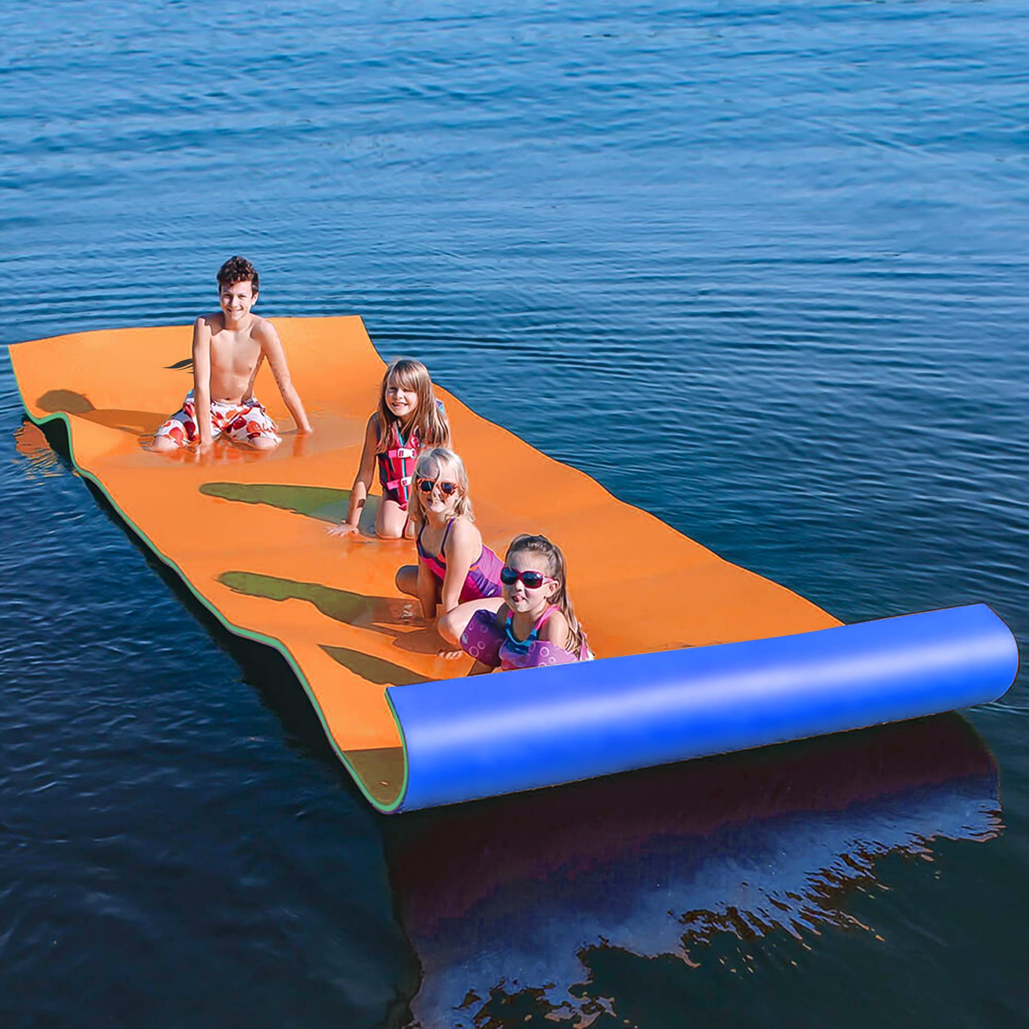 Premium Floating Water Pad - Extra Large 3-Layer Tear-Resistant XPE Foam Lily Pad Floating Mat with Storage Straps for Adults & Kids - Perfect for Pool, Lake, Sea, Beach Parties, Summer Water Activities and Relaxation