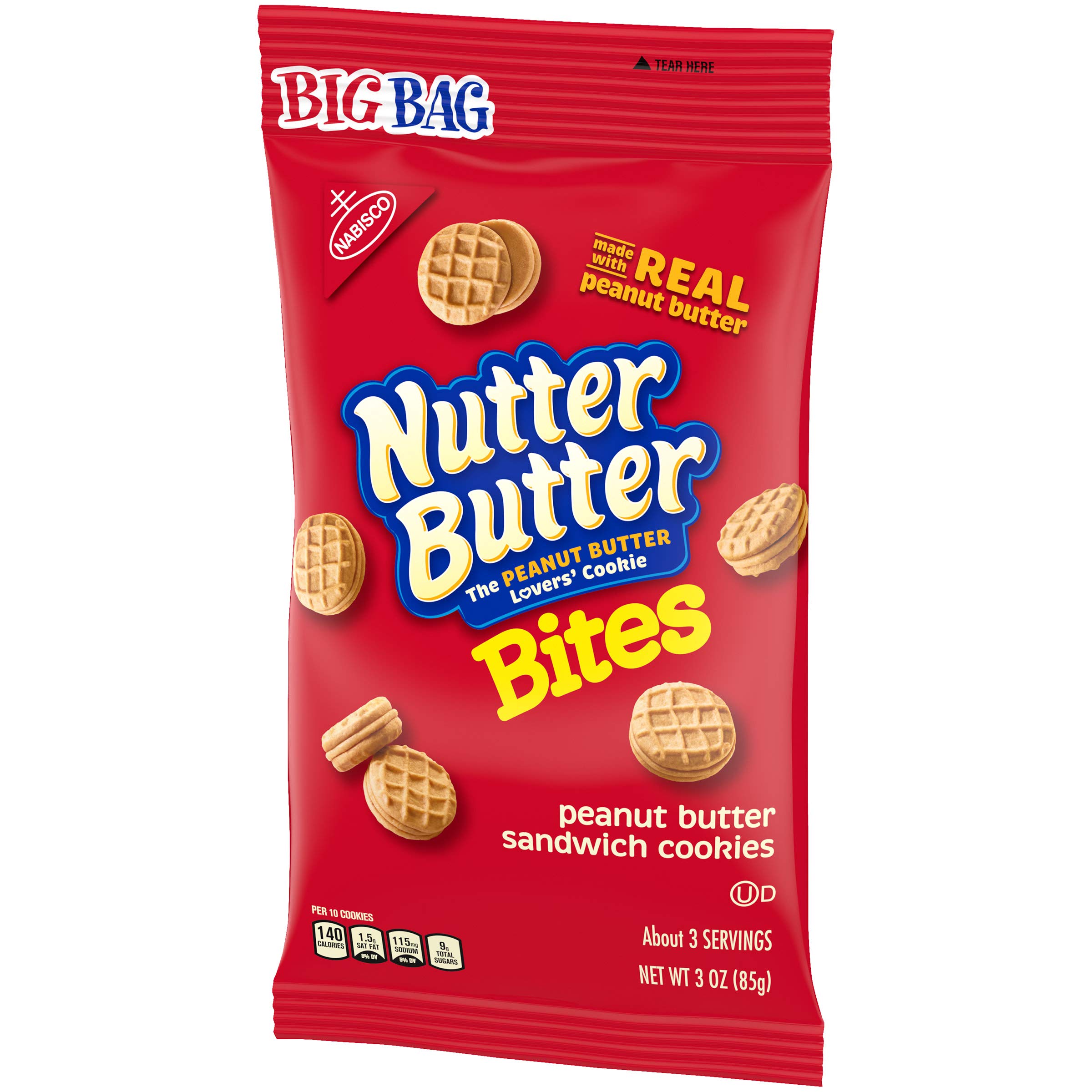 Nutter Butter Bites Peanut Butter Sandwich Cookies - Crunchy Snack, 3oz Big Bag (Pack of 1) | Perfect for Lunchboxes, Office Snacks & After-School Treats