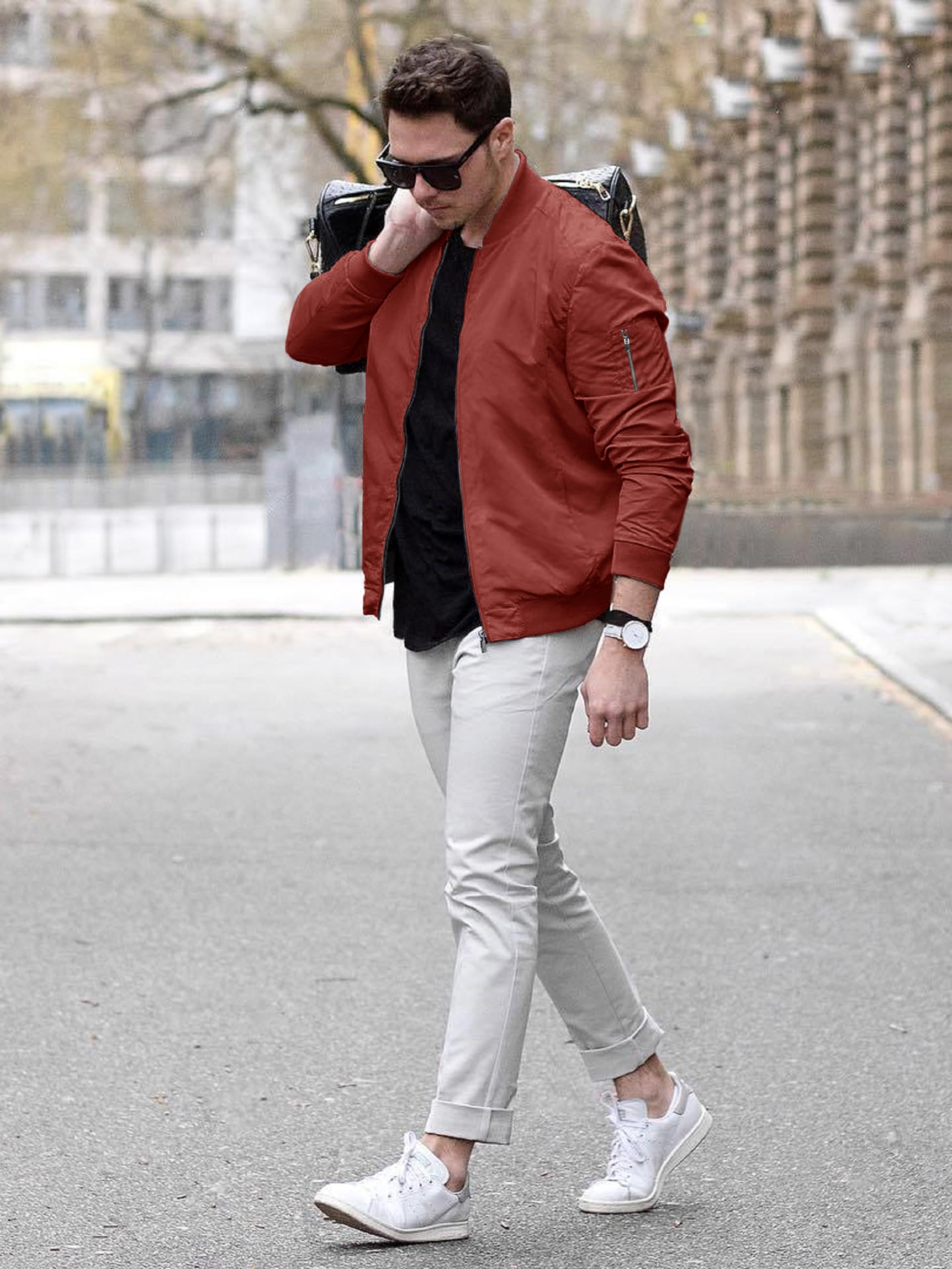 TACVASEN Men's Lightweight Bomber Jacket - Windproof Zip Up Coat with Pockets for Spring & Fall | Casual Outdoor Wear, Travel & Daily Use