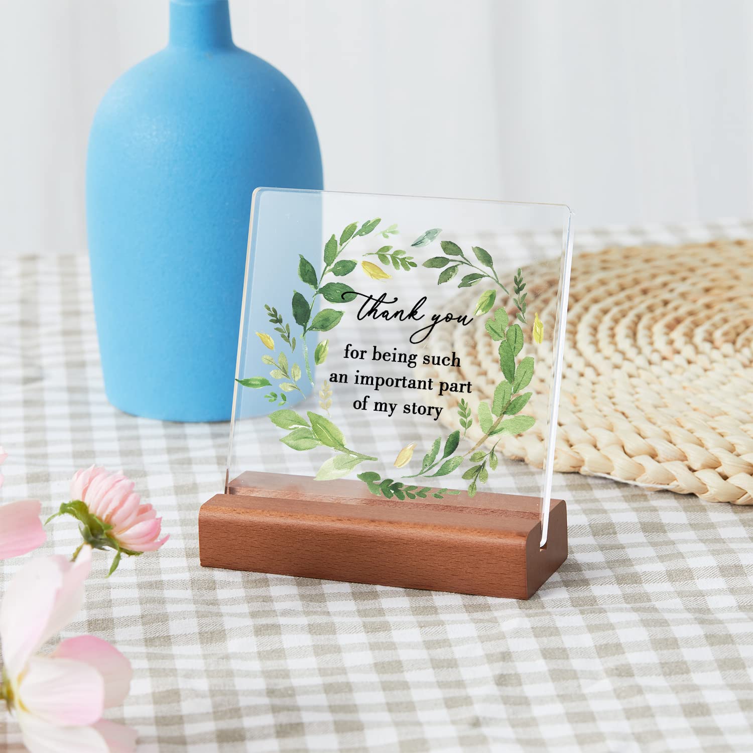 Rainbow Acrylic Teacher Plaque with Wooden Stand - Perfect Thank You Gift for Women Teachers on Teacher's Day