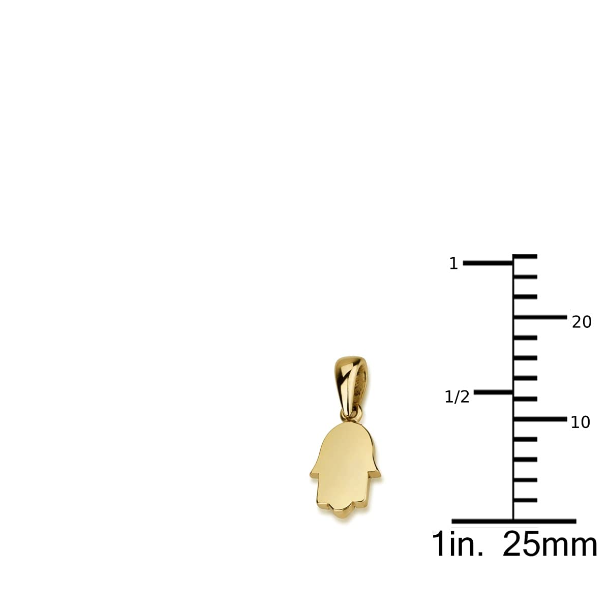 14K Yellow Gold Handmade Hamsa Pendant - Classic Clean Design for Good Luck & Protection - 10x7.3mm Jewish Jewelry - Perfect for Gifts, Daily Wear & Spiritual Occasions