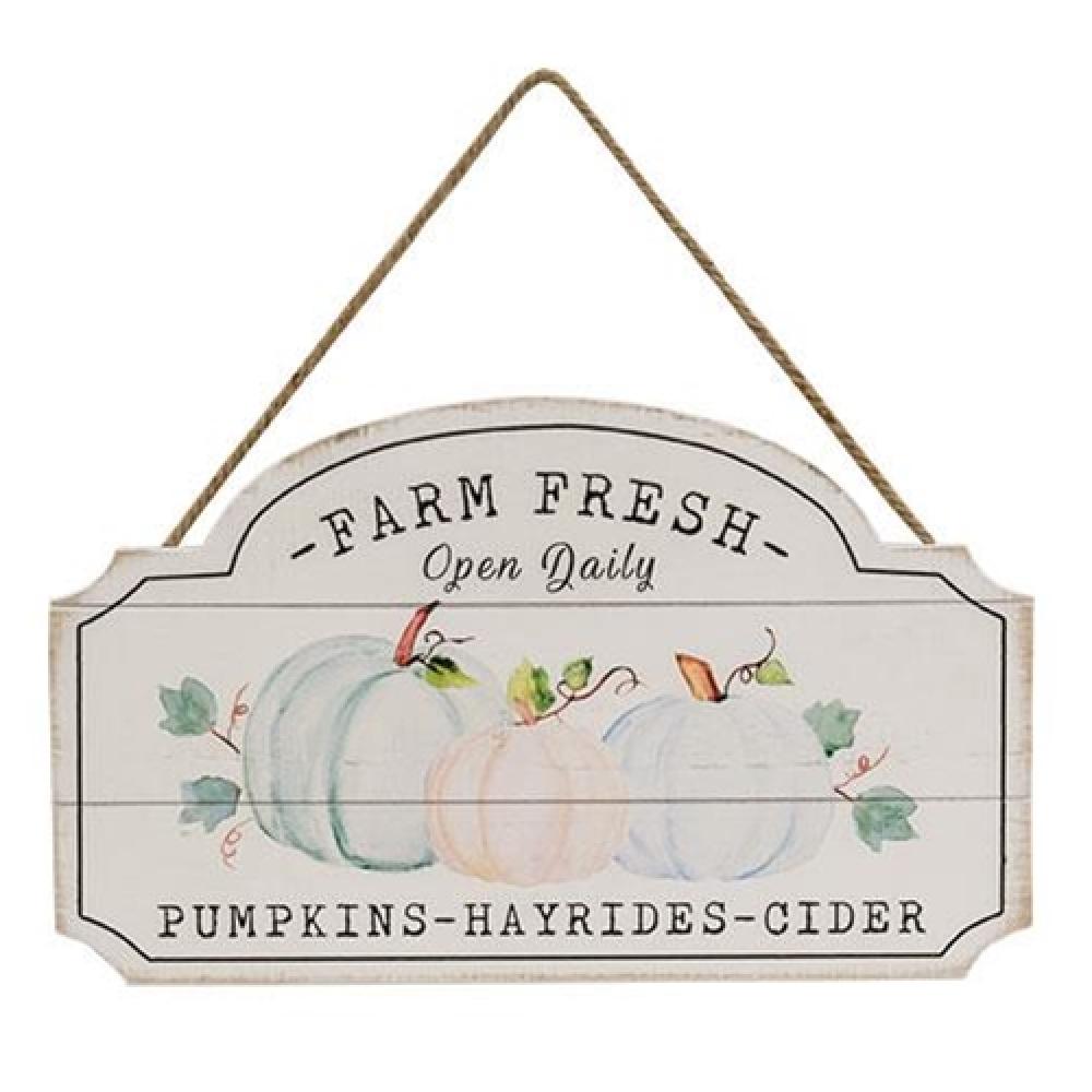 Farm Fresh Pumpkins, Hayrides & Cider - Rustic Wooden Wall Sign for Fall Home Decor | Perfect for Thanksgiving, Autumn Parties & Farmhouse Style