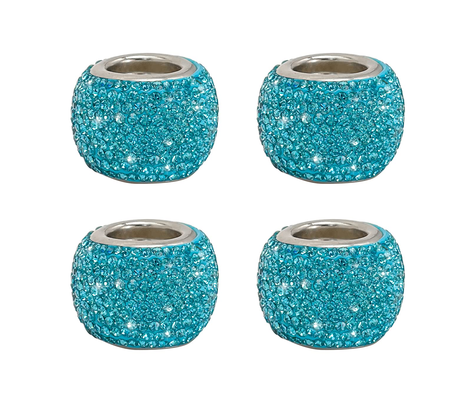4 Pcs Rhinestone Car Headrest Collars - Bling Crystal Rings for Car Interior Decoration Accessories (Blue) | Perfect for Luxury Car Upgrades, Gifts & Custom Vehicle Styling