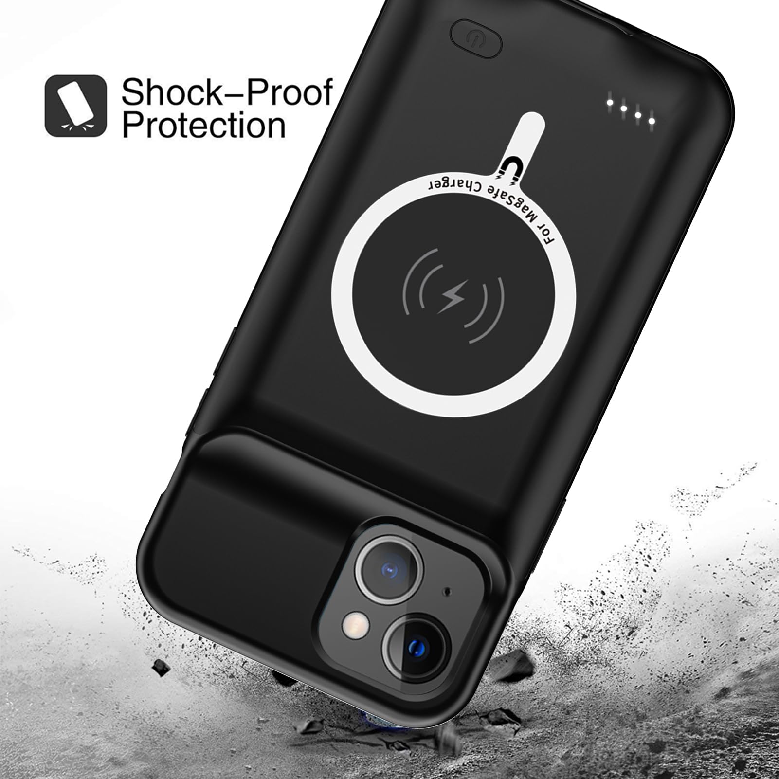 10000mAh Battery Case for iPhone 13 - Rechargeable Charging Case with Wireless Charging & CarPlay Support | External Power Bank for iPhone 13 (6.1 inch) | Perfect for Travel, Work & Emergency Charging (Black)