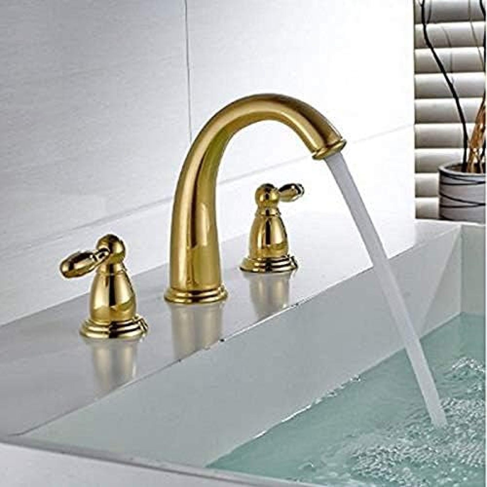 CRJUS 3-Hole Kitchen Faucet with Dual Handles for Bathroom & Shower