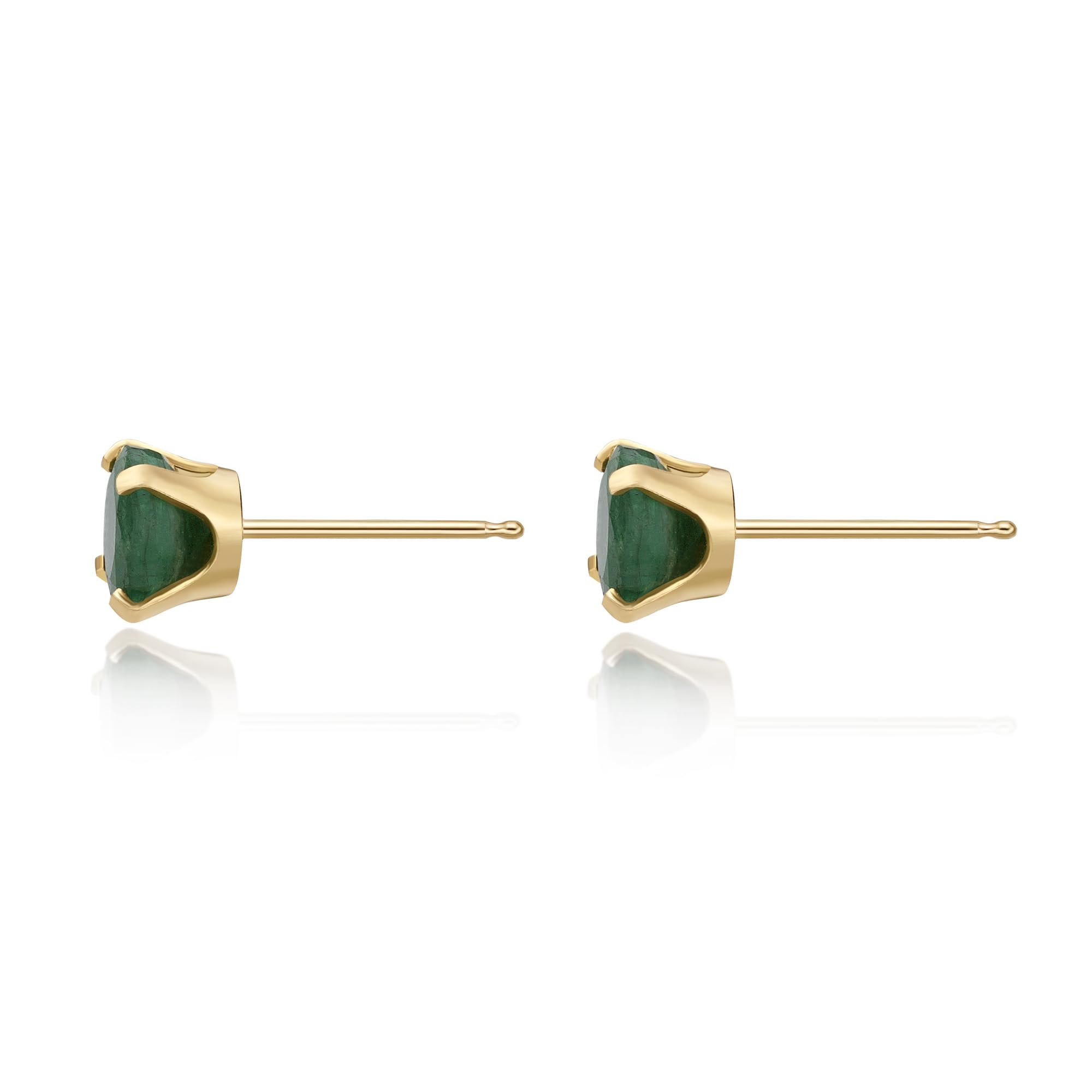 Natural Gemstone Round Stud Earrings for Women - 14k Yellow/White Gold, 5mm Push Back Birthstone Jewelry by Lavari Jewelers | Perfect Gift for Birthday, Anniversary & Everyday Elegance
