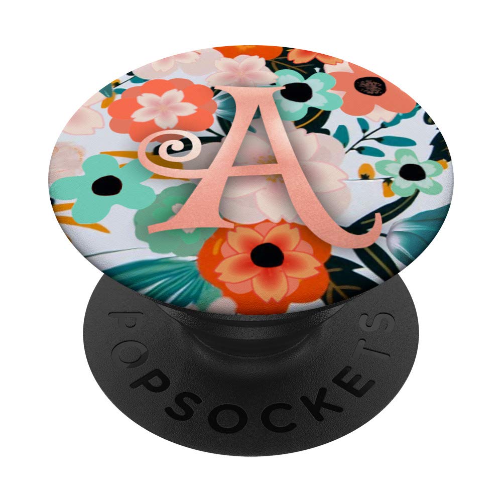 Golden Rose Letter A on Orange Teal Floral Design - Perfect for Home Decor, Wall Art, and Gift Giving