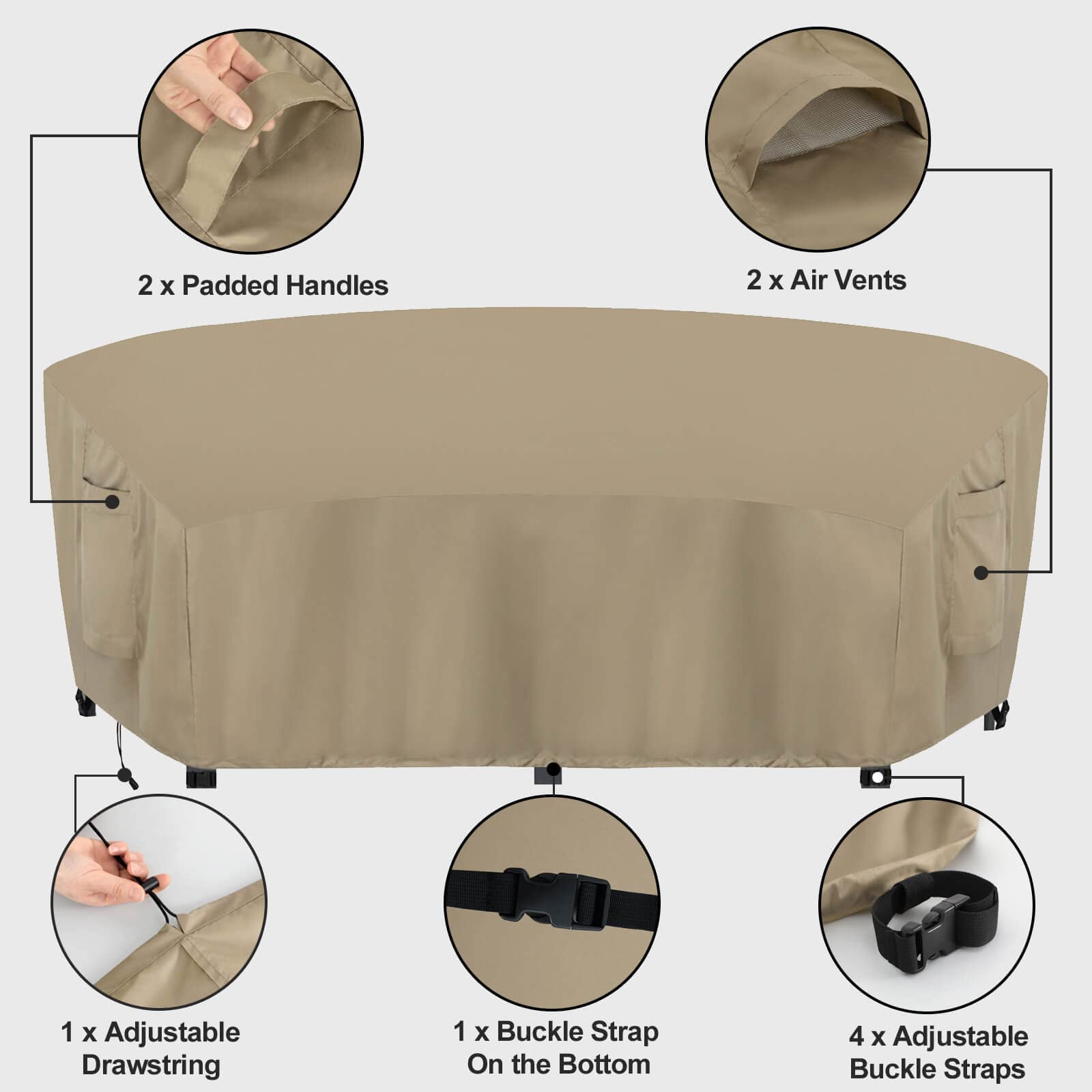 OutdoorLines Waterproof & UV Resistant Curved Sectional Sofa Cover - Heavy Duty Windproof Patio Furniture Protector for Deck, Lawn & Backyard (120