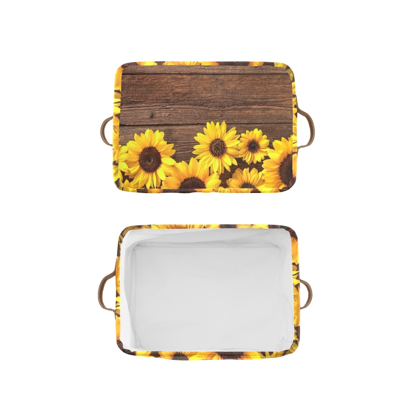 Personalized Sunflower Wooden Storage Bins with Handles - Custom Home Organizer for Nursery, Toys & Clothes (1-Pack) | Perfect for Kids' Room, Playroom & Closet Organization