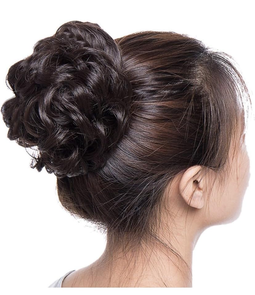 PrimeBerie Messy Bun Hair Extension with Elastic Band - Synthetic Hair Scrunchies for Women & Girls - Natural Brown Color (35g, Pack of 1) - Perfect for Parties, Weddings & Everyday Hairstyles